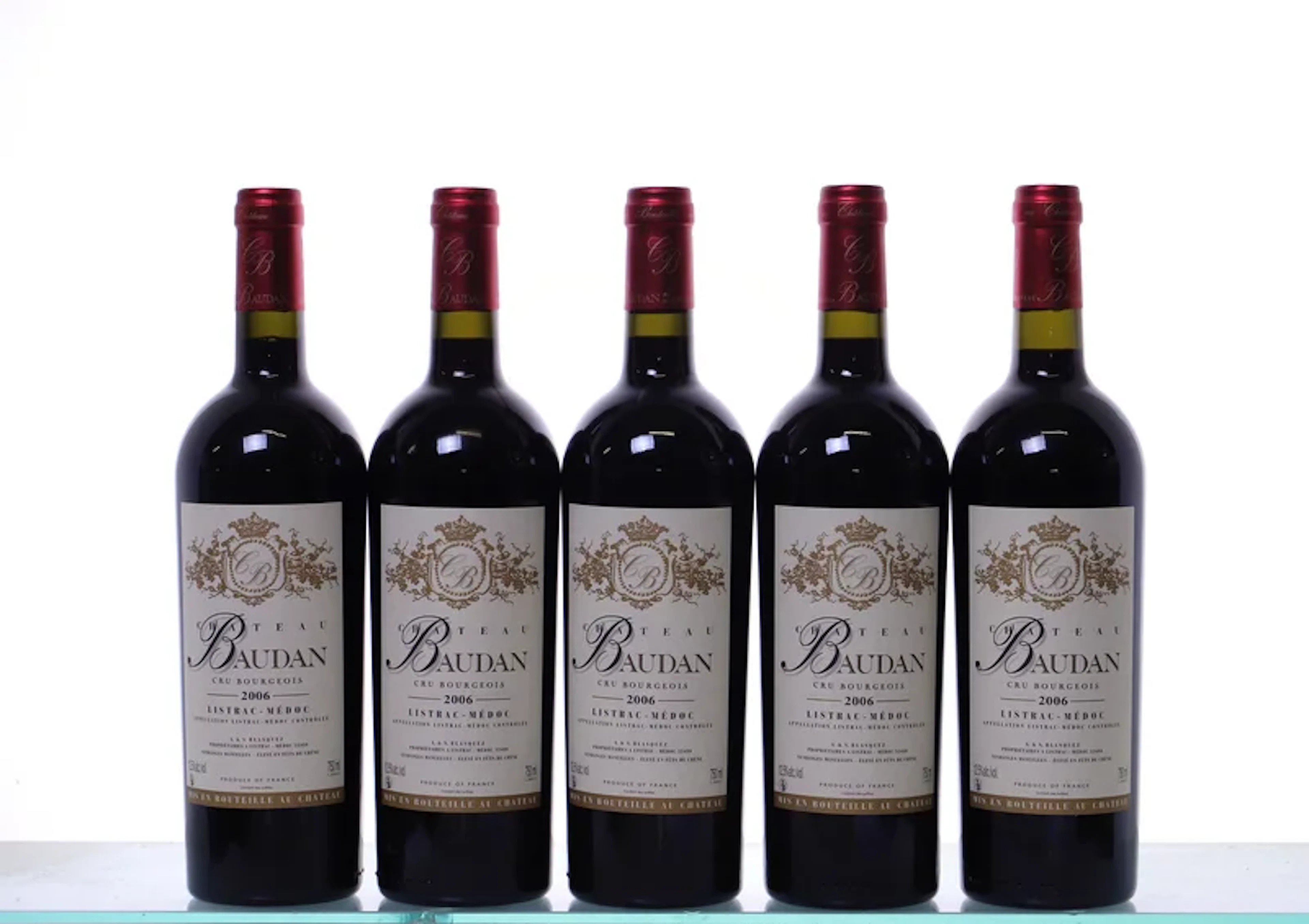 5 bottles. Château Baudan Listrac-Médoc, 2006.