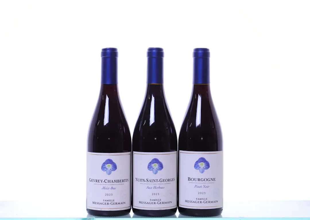 3 bottles. MESSAGER-GERMAIN mixed, 2023. 1x Gevrey-Chambertin, Meix-Bas