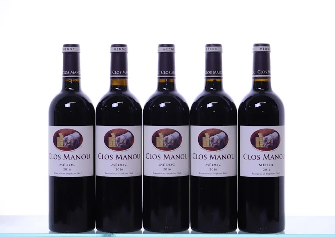 5 bottles. Clos Manou Médoc, 2016. Rating: P93.