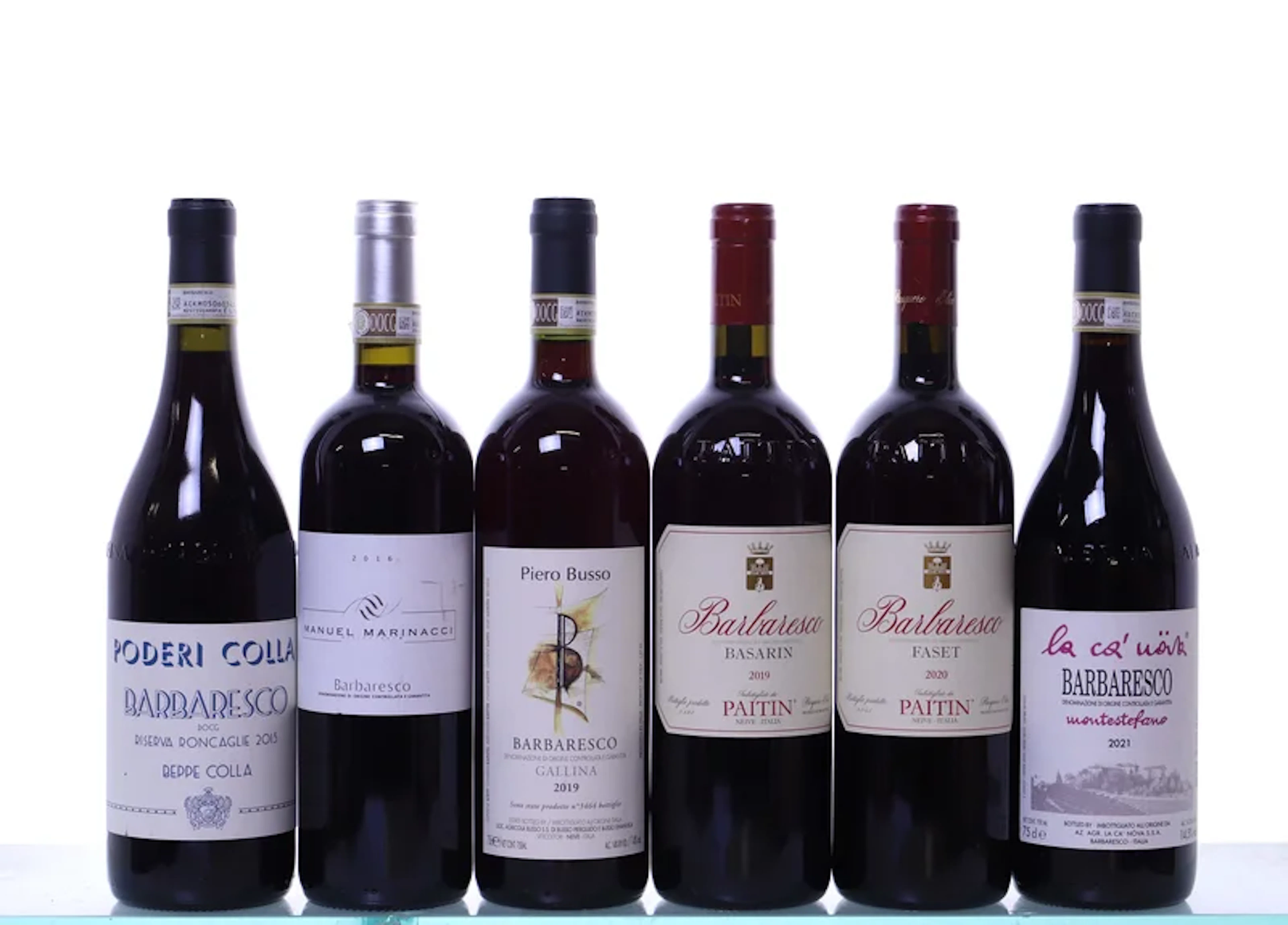 6 bottles. BARBARESCO mixed. 1x 2015 Ris. Roncaglie, Colla, 1x 2016