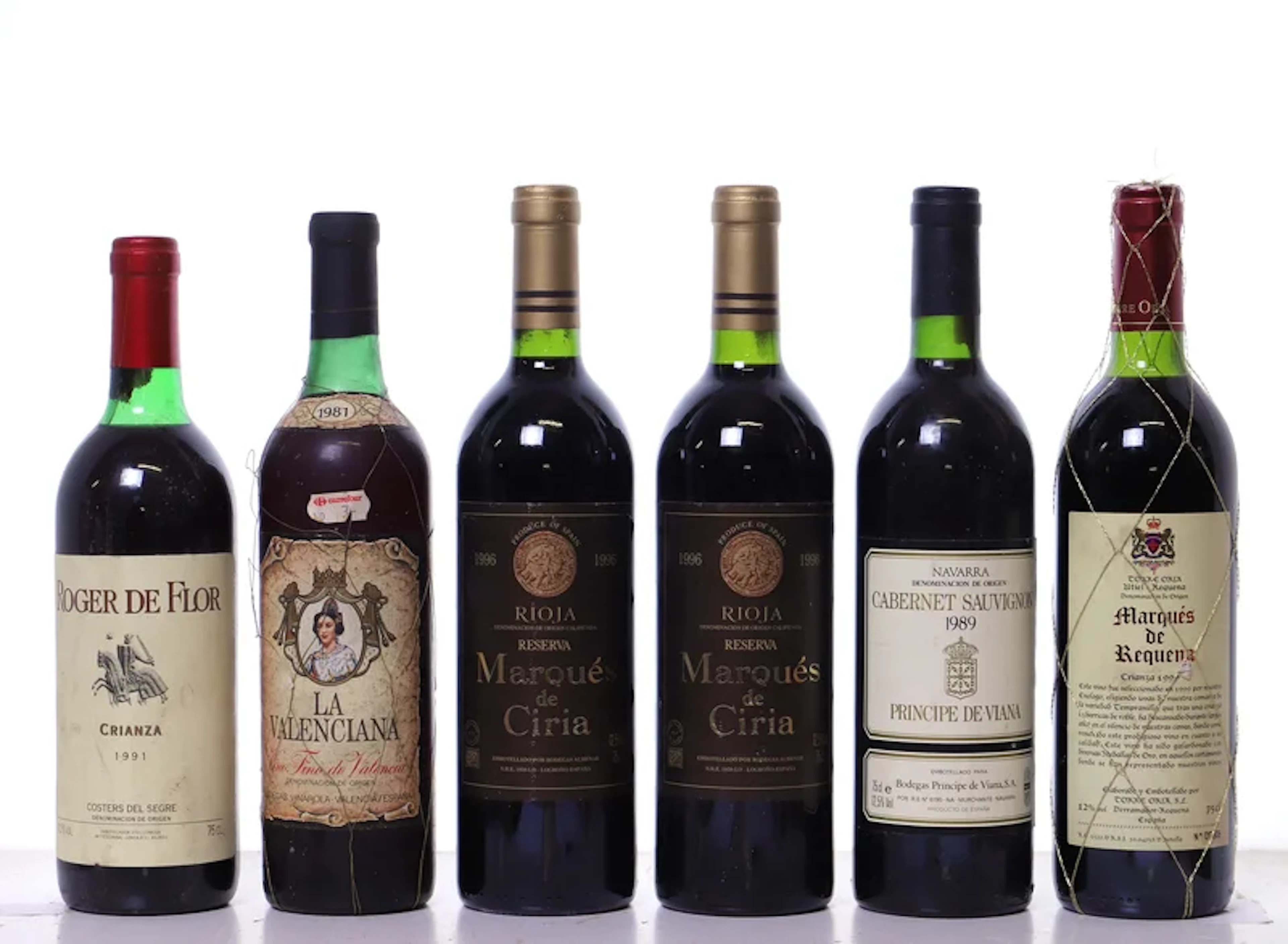 6 bottles. ESPAÑA mixed 1981-1999.