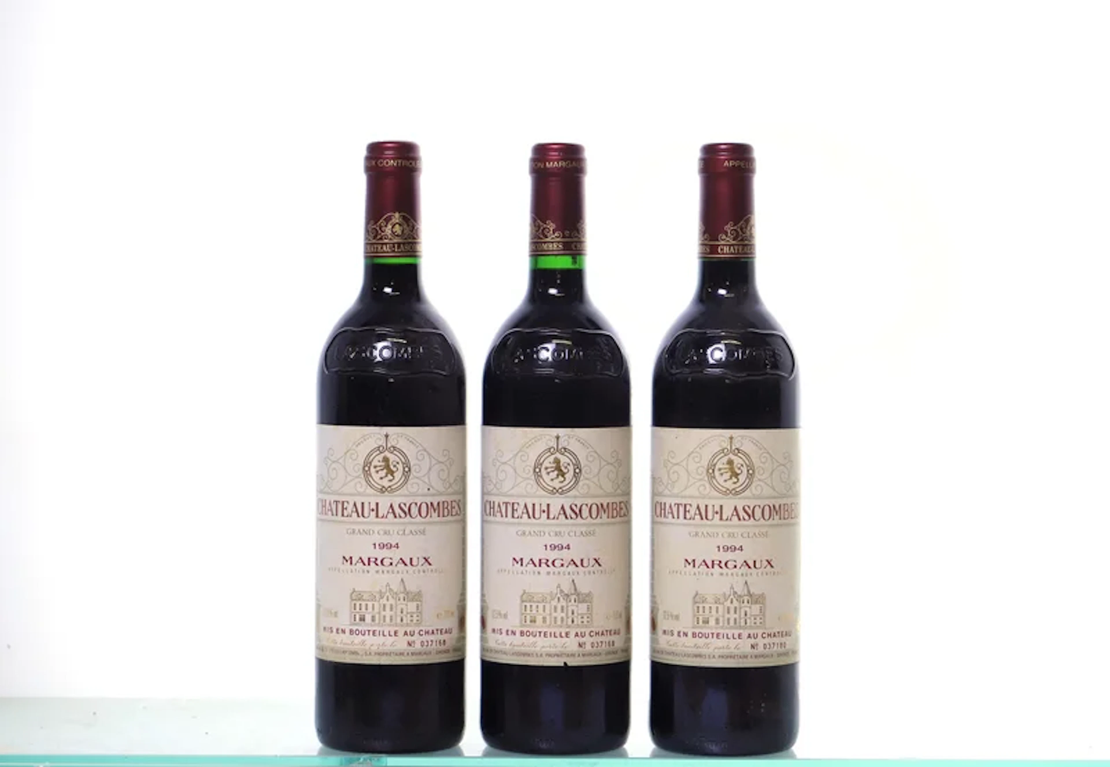 3 bottles. Château Lascombes 2ème Cru Margaux, 1994.
