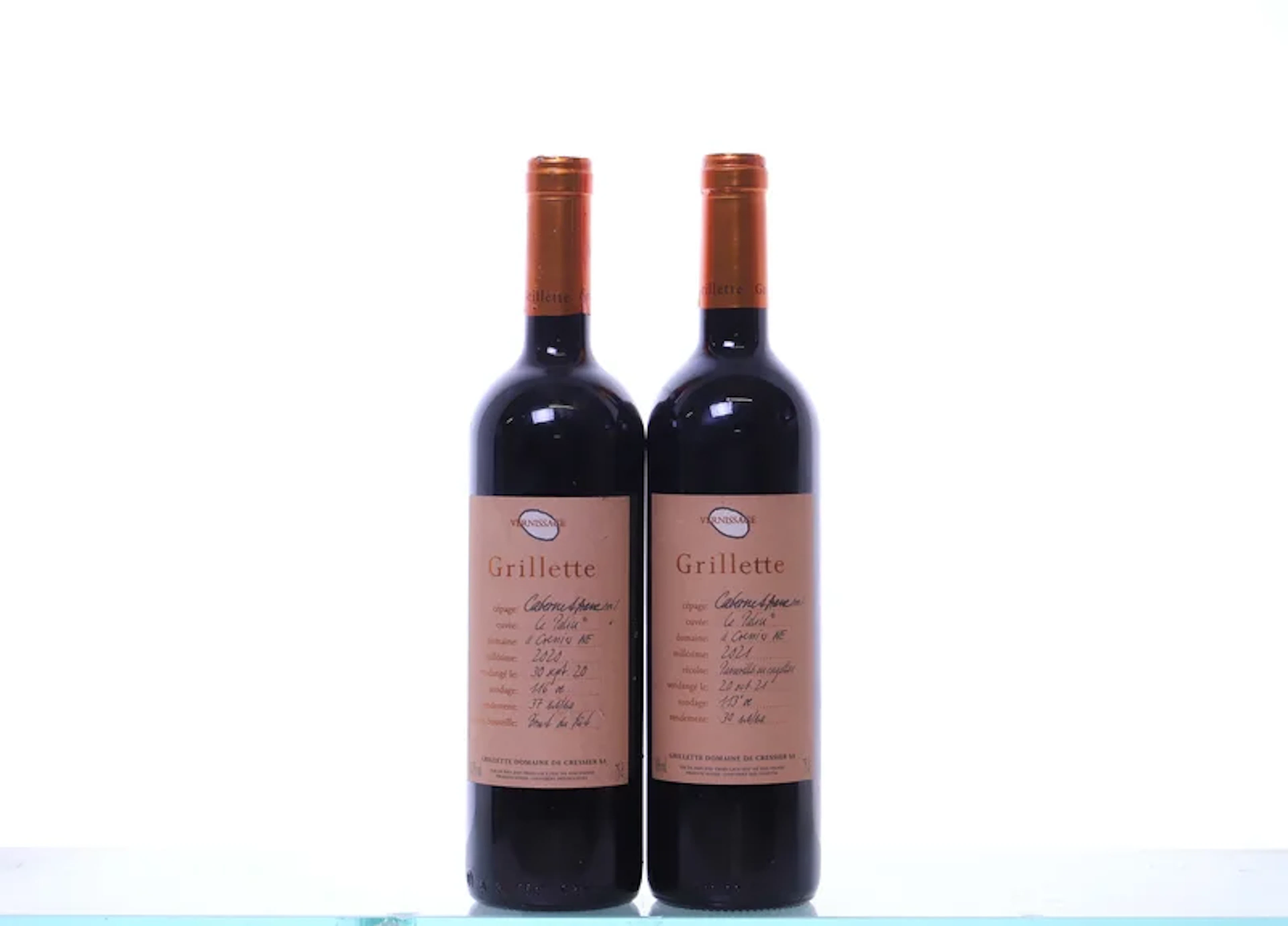 2 bottles. NEUCHÂTEL Grillette, Le Palin, Cabernet Franc, 2021. 1x