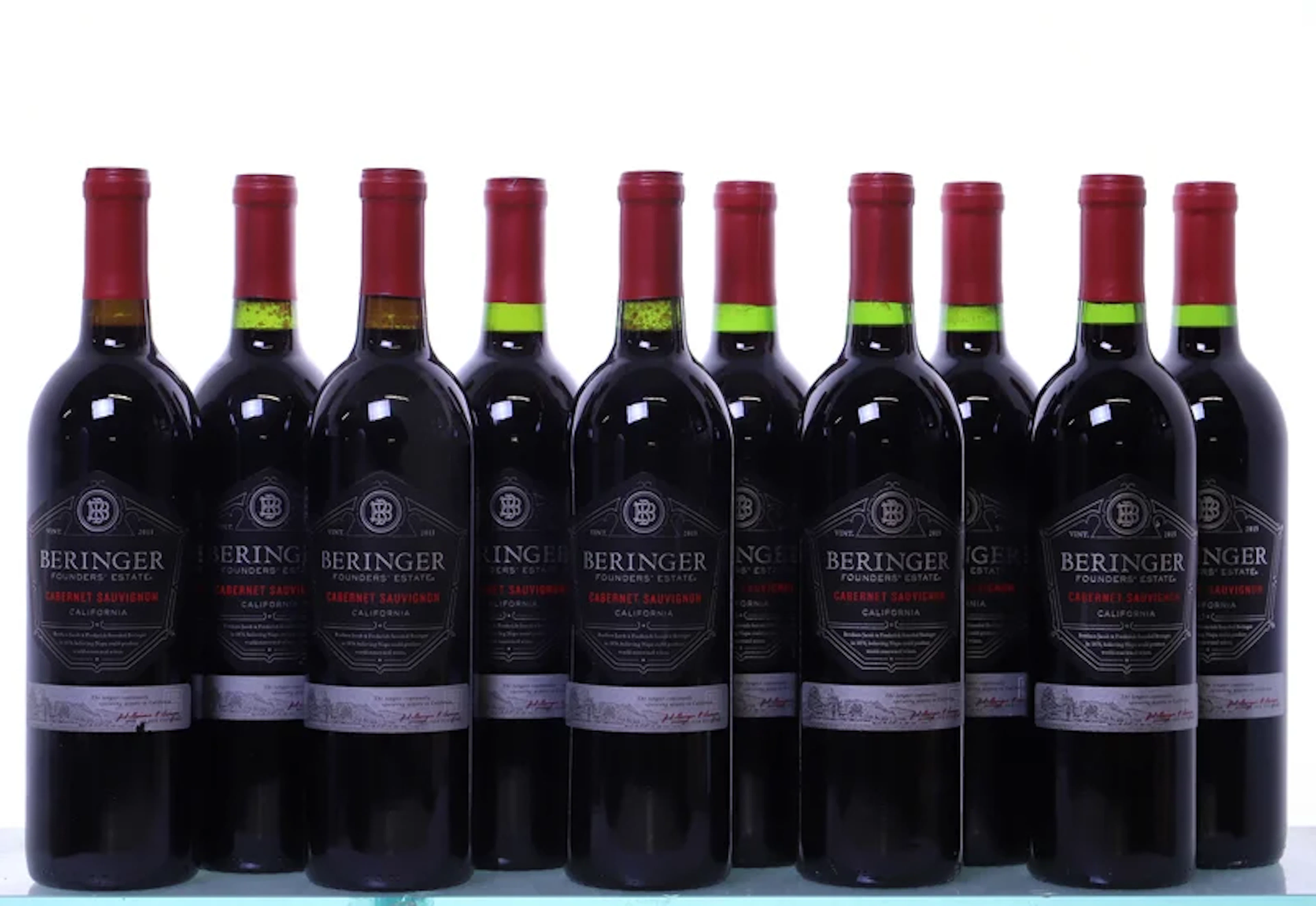 10 bottles. BERINGER Cabernet Sauvignon Founder's Estate. 5x 2013, 5x 2015.