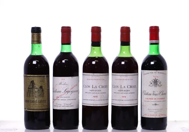 5 bottles. Bordeaux mixed. 1x 1976 Rider-Chenu-Lafitte, 1x 1979 Sigognac