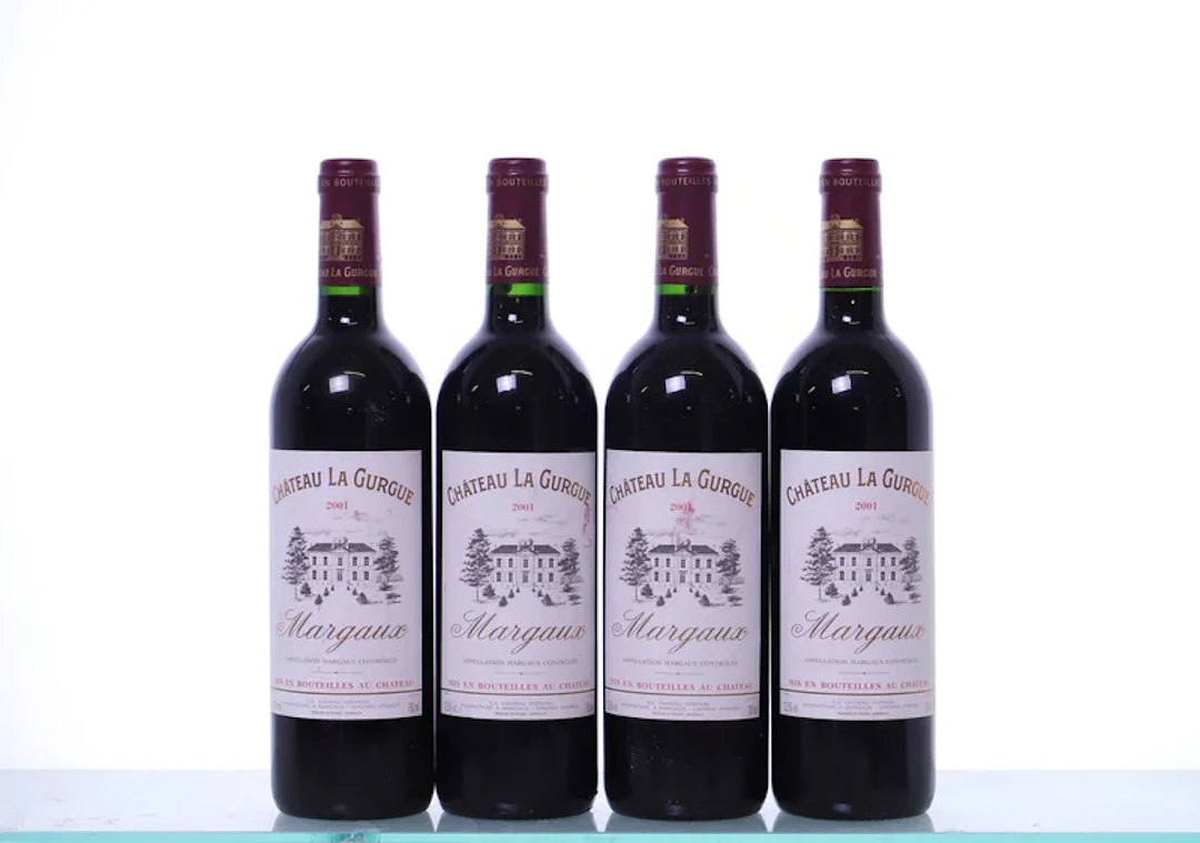4 bottles. Château La Gurgue Cru Bourgeois Margaux, 2001.