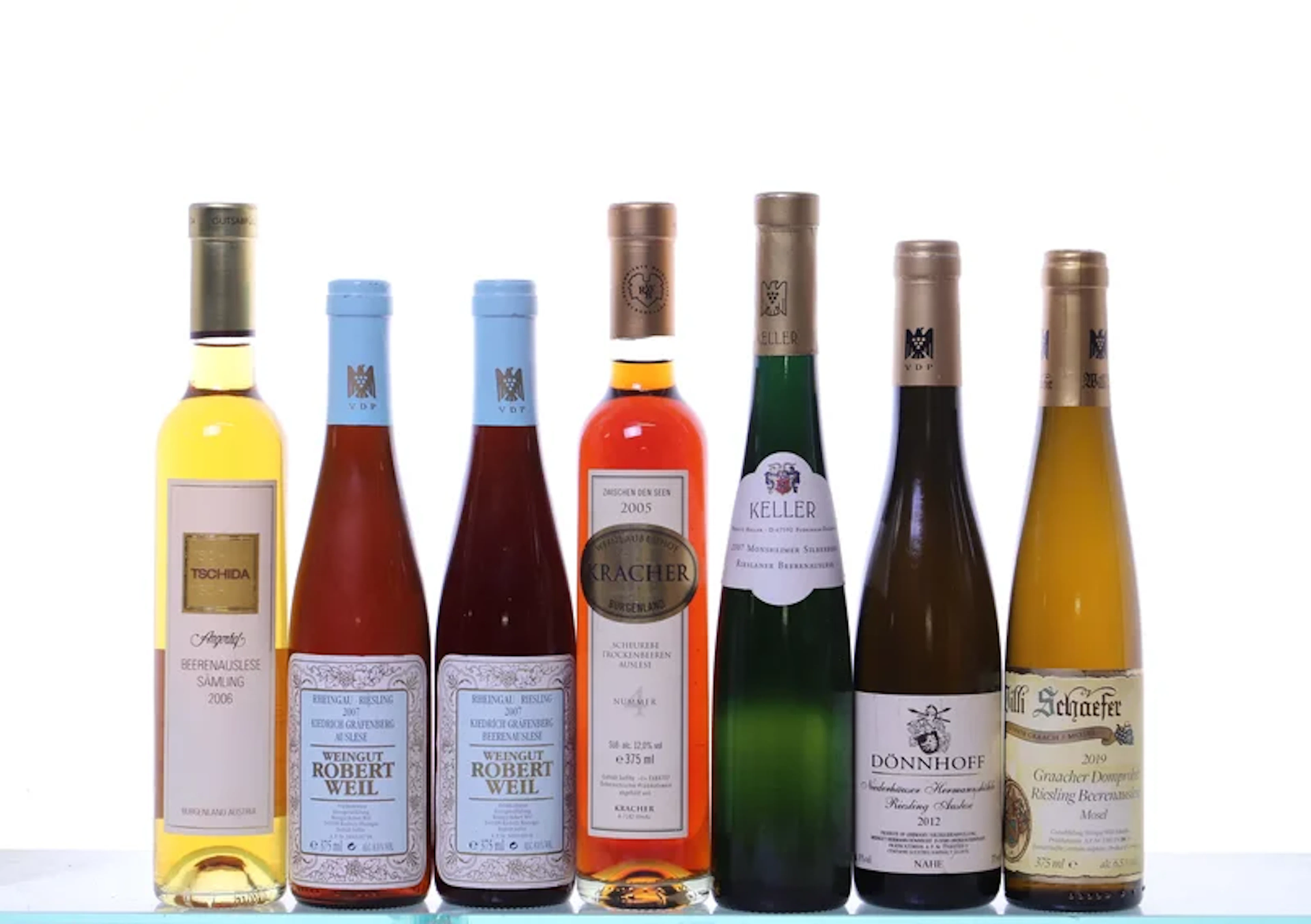 7 half bottles. SWEET WINE mixed. 1x 2006 Sämling BA, Tschida, 2x
