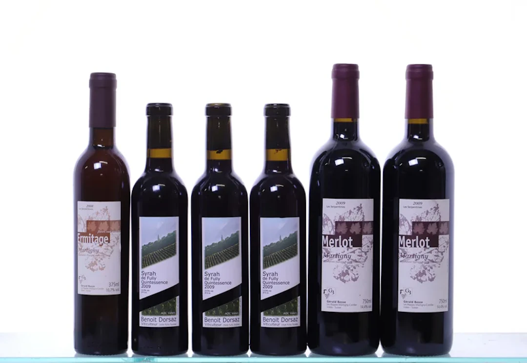4 halves + 2 bottles. WALLIS mixed. 1x 37,5 cl 2008 Ermitage, Gérald