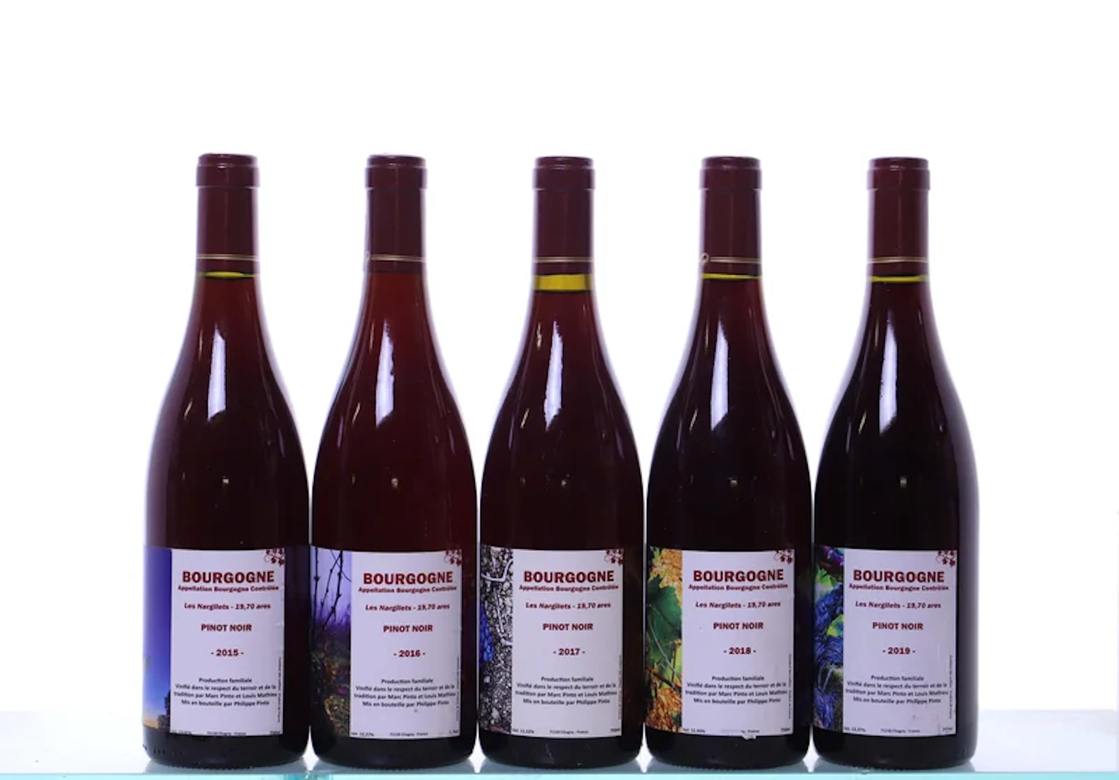 5 bottles. PINTO & MATHIEU Bourgogne Pinot Noir Les Nargilets. 1x