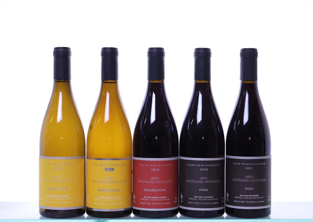 5 bottles. MESSAGER Bertrand, mixed. 1x 2018 Bourgogne blanc, 1x 2020