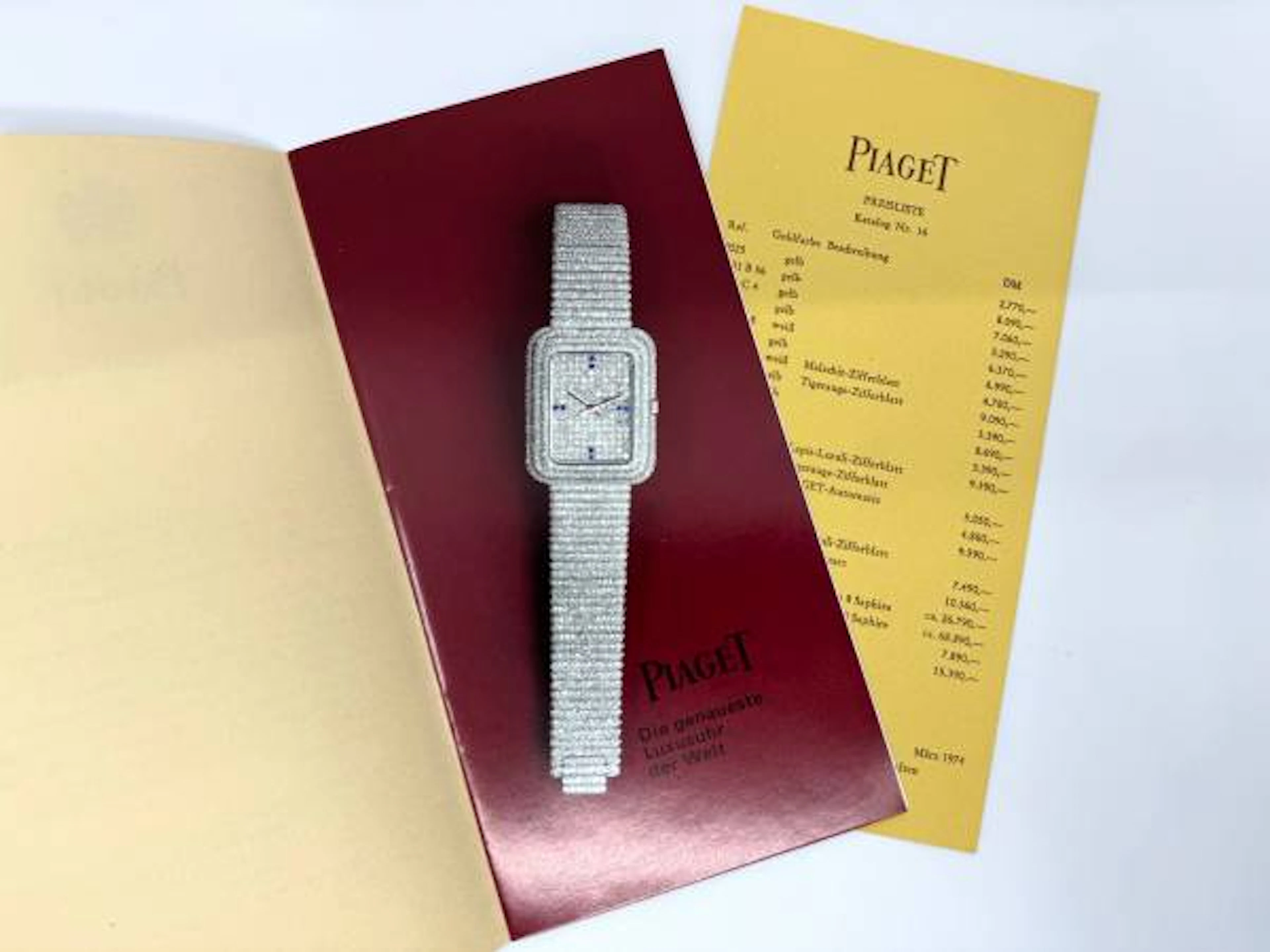 Piaget Uhrenkatalog Beta 21 und 14105 mit deutscher Preisliste 1973 sehr selten