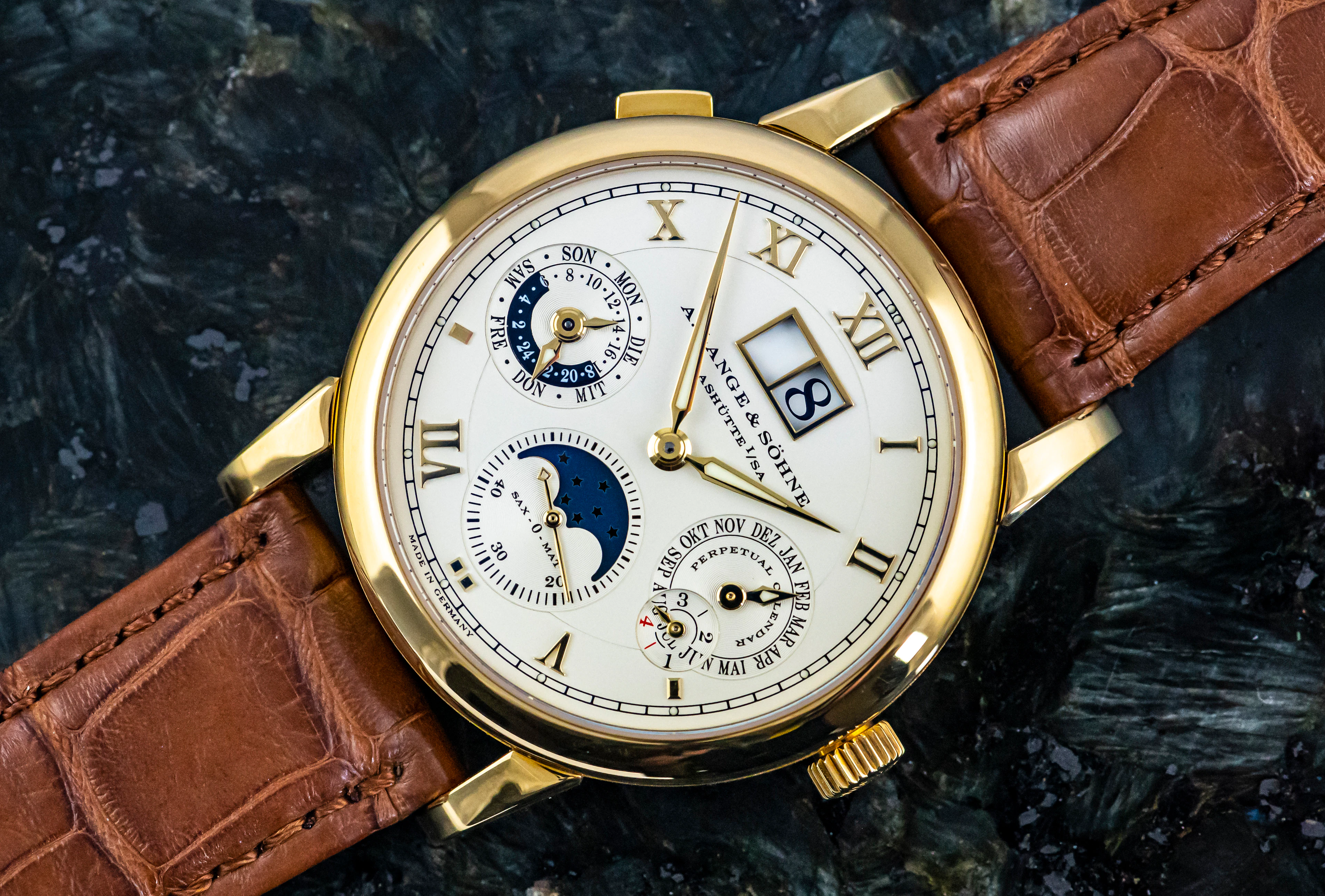 A. Lange und Soehne 310.021 Langematik Ewiger Kalender Gelbgold Full Set