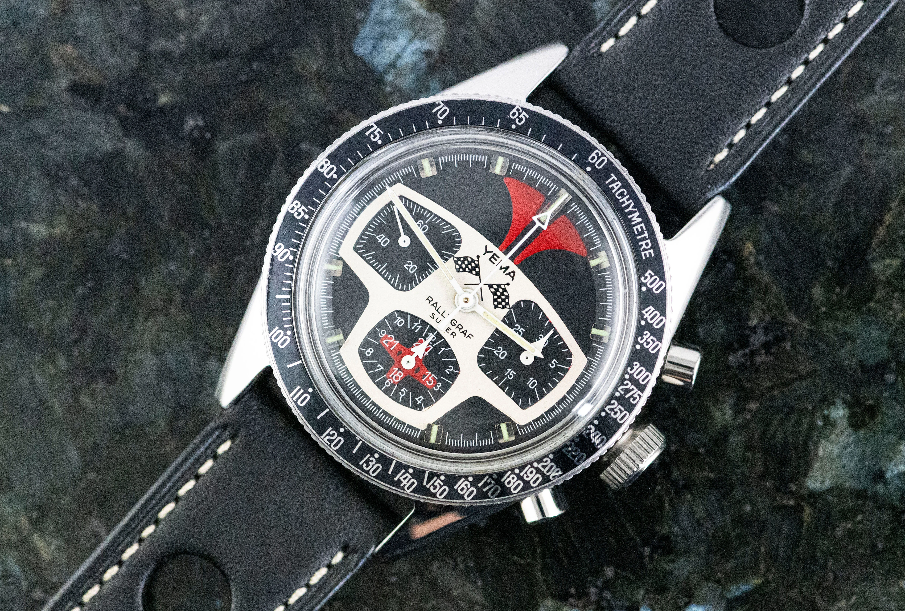 Yema Rallygraf Super 93012 Vintage Chronograph Valjoux 7736 Stahl