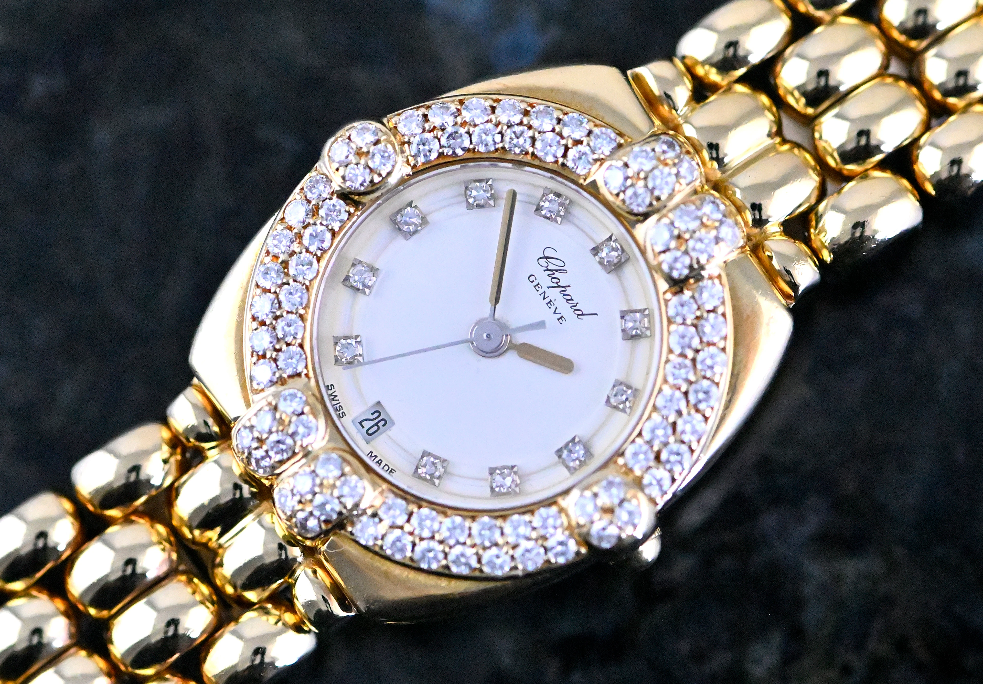 Chopard 5229 32/5120/11 Gstaad Diamant Lünette Gelbgold orig. Goldband