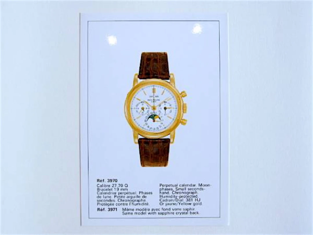Patek Philippe seltenes Datenblatt für die Referenzen 3970 und 3971