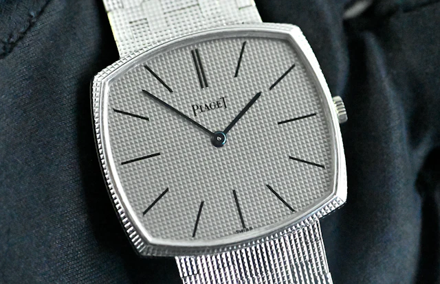 Piaget 9501 seltene Vintage TV Screen Clous De Paris Weißgold