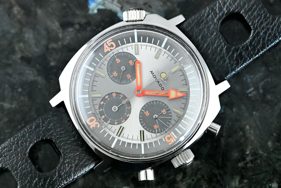 Movado 206-705-503 seltene Vintage Super Sub Sea Chronograph Stahl