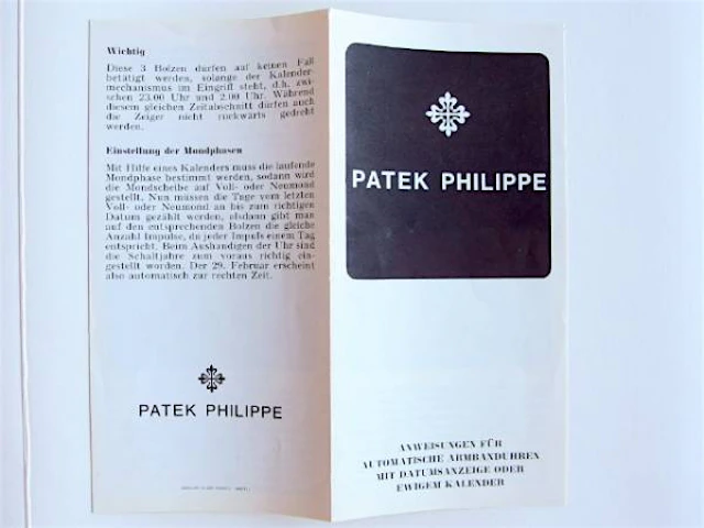 Patek Philippe Anleitung und Beschreibung für die Referenzen 3448 und 3514