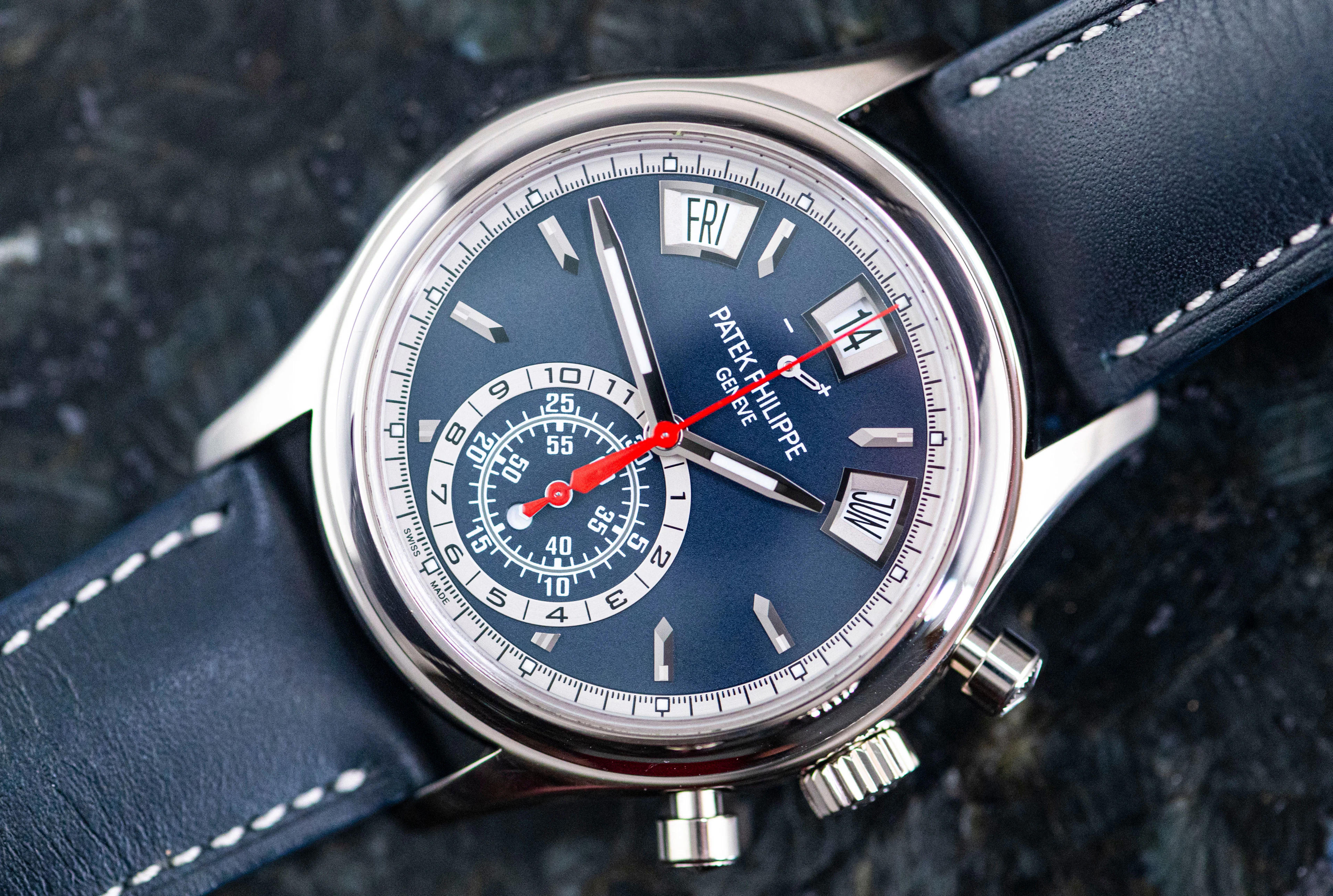 Patek Philippe 5960 Chronograph Jahreskalender blue dial Full Set 2022