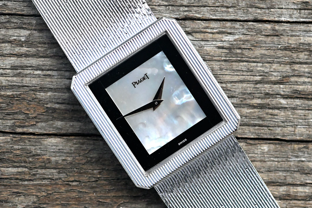 Piaget 9154 seltene Vintage Protocole Perlmutt / Onyx Dial orig. Weißgold