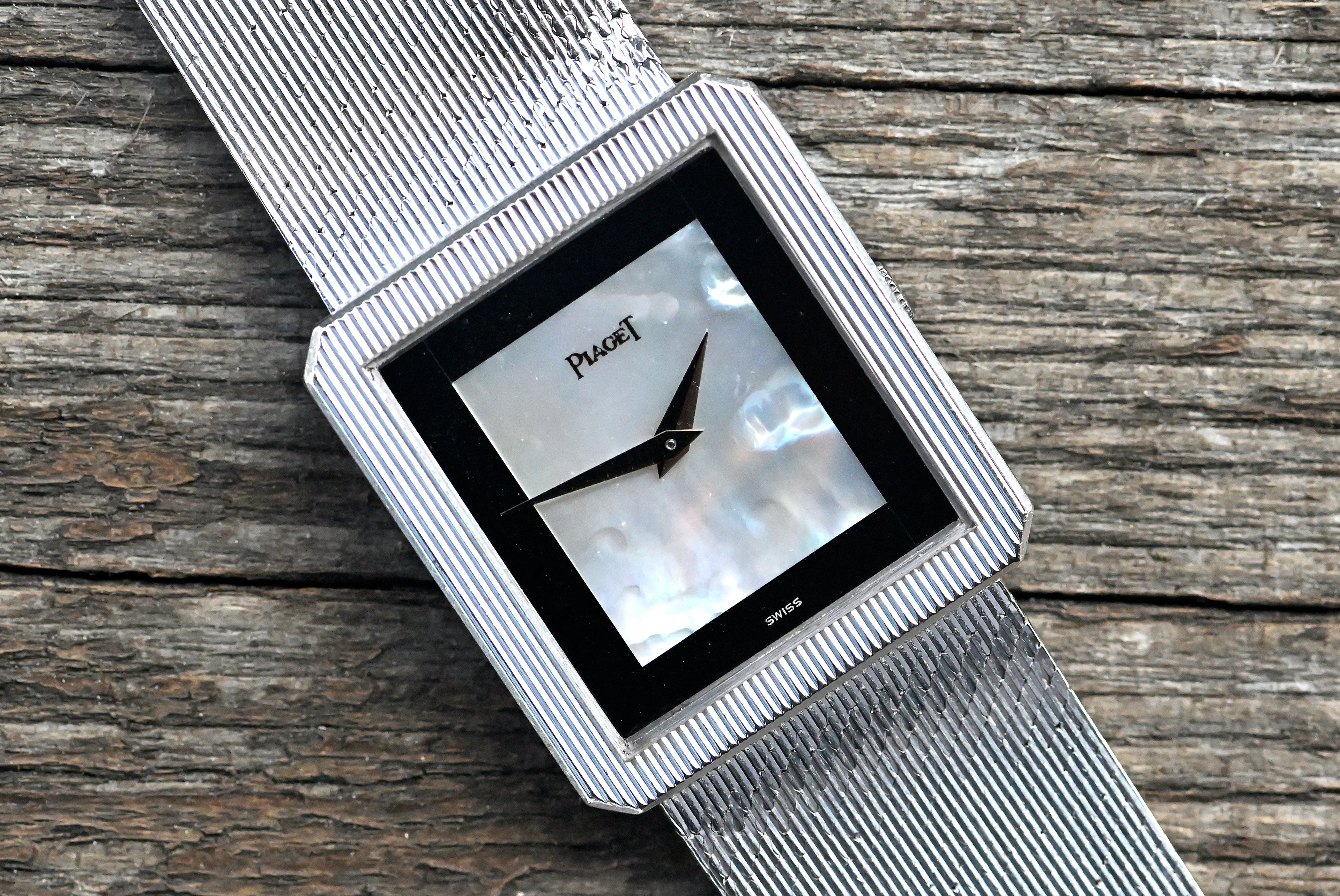 Piaget 9154 seltene Vintage Protocole Perlmutt / Onyx Dial orig. Weißgold