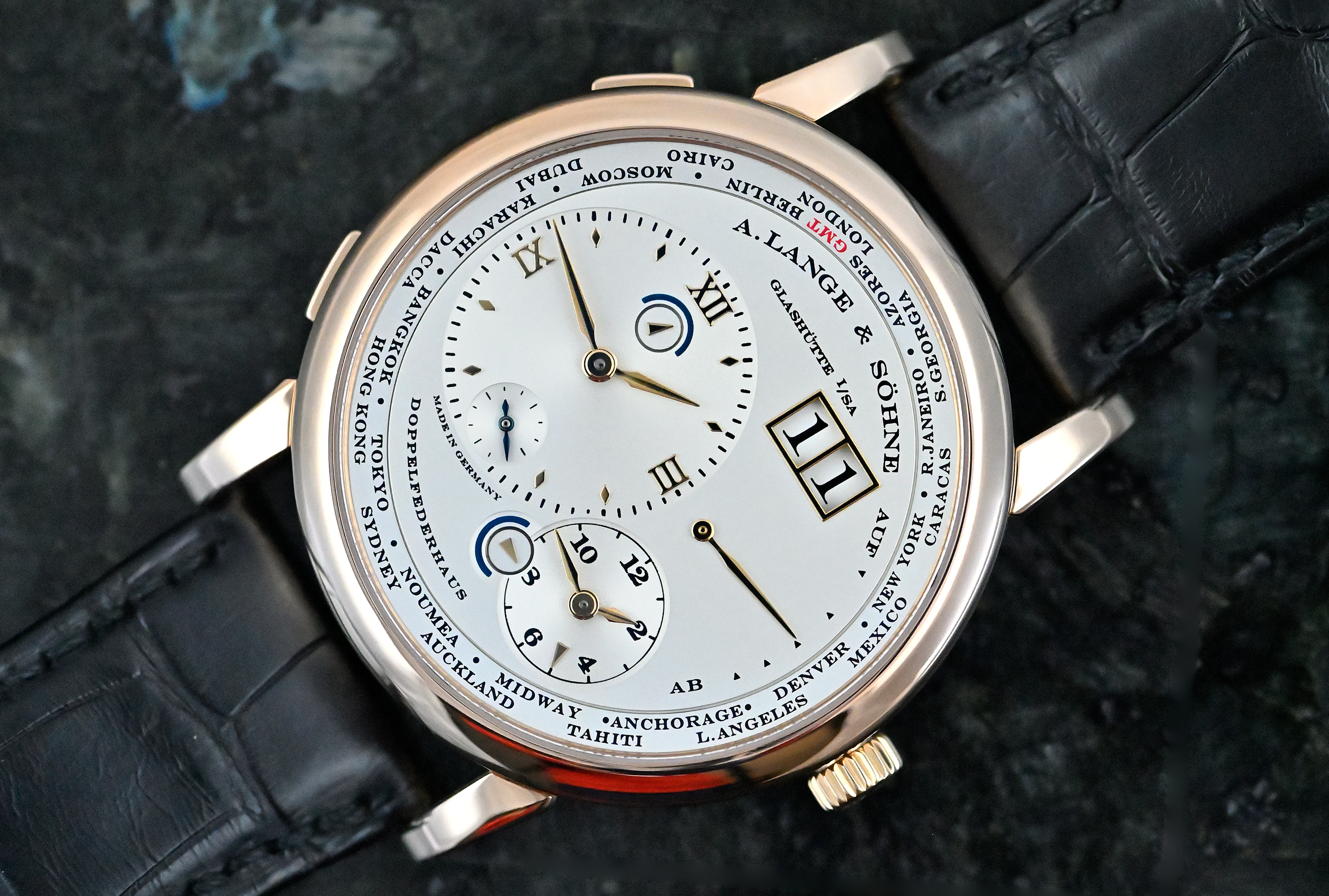 A. Lange und Soehne 116.032 Lange 1 Zeitzone Rotgold deutsches Full Set 2009