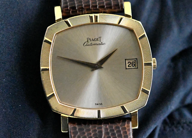 Piaget 13423 seltene Vintage TV Screen Date Automatik Gelbgold