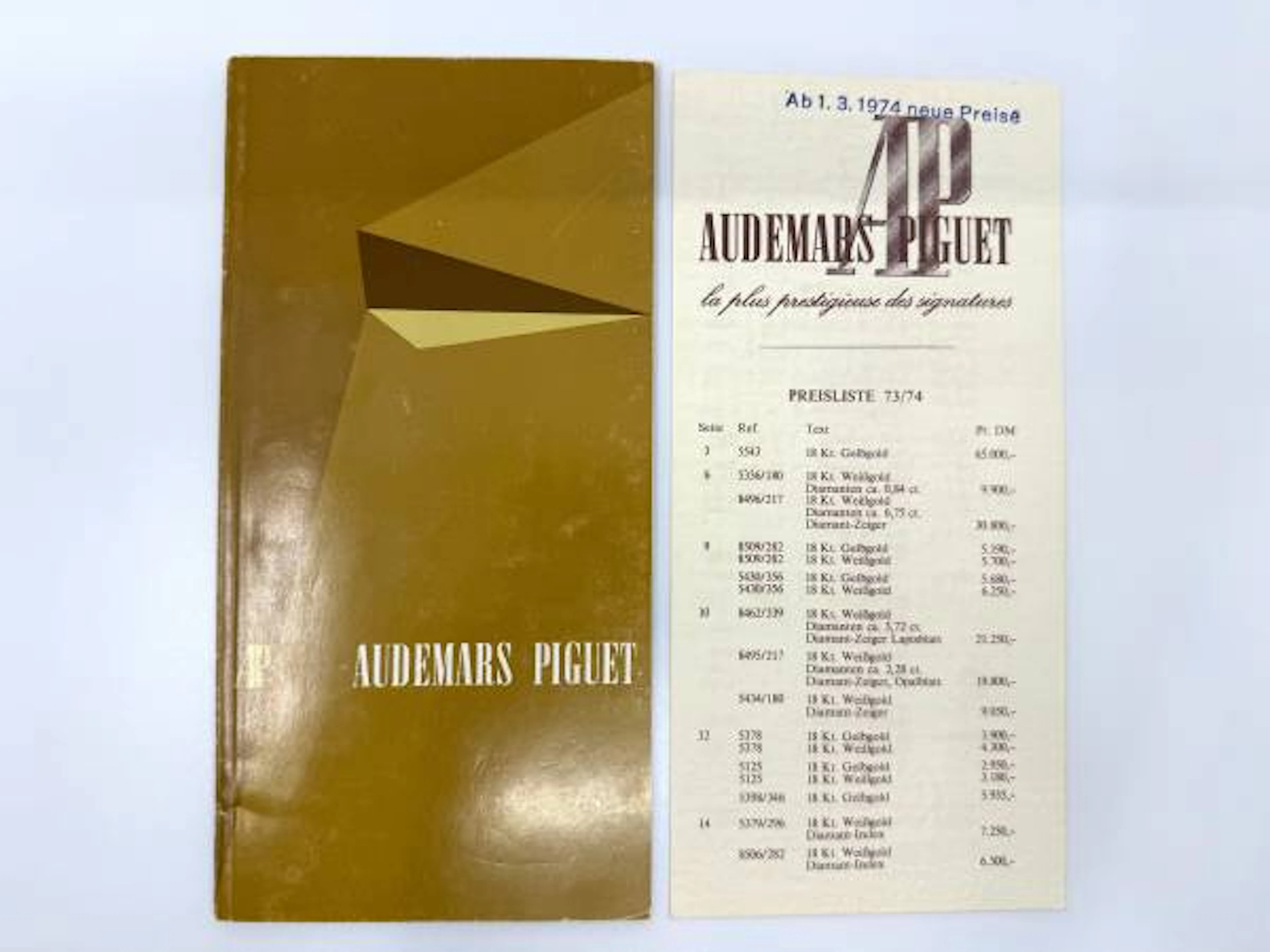 Audemars Piguet Uhrenkatalog Royal Oak 5402 von 1973 deutsche Preisliste