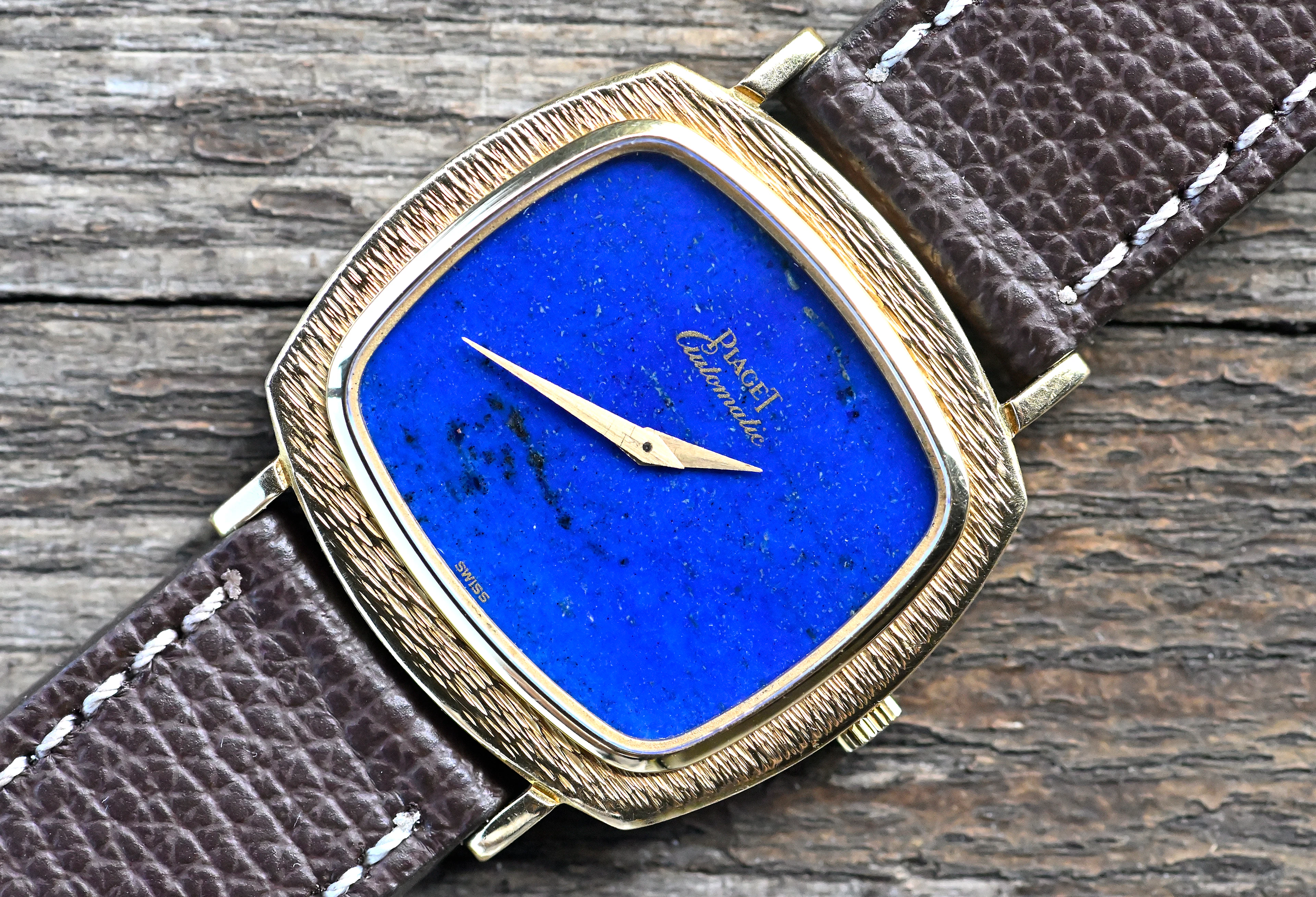 Piaget 12434 sehr seltene TV Screen perfektes Lapislazuli dial Gelbgold