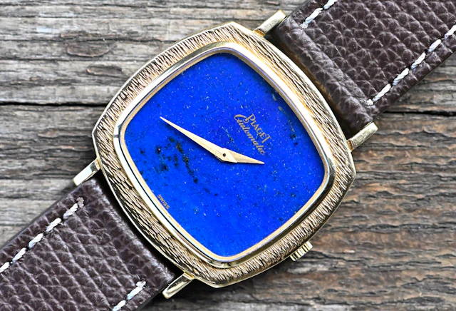 Piaget 12434 sehr seltene TV Screen perfektes Lapislazuli dial Gelbgold