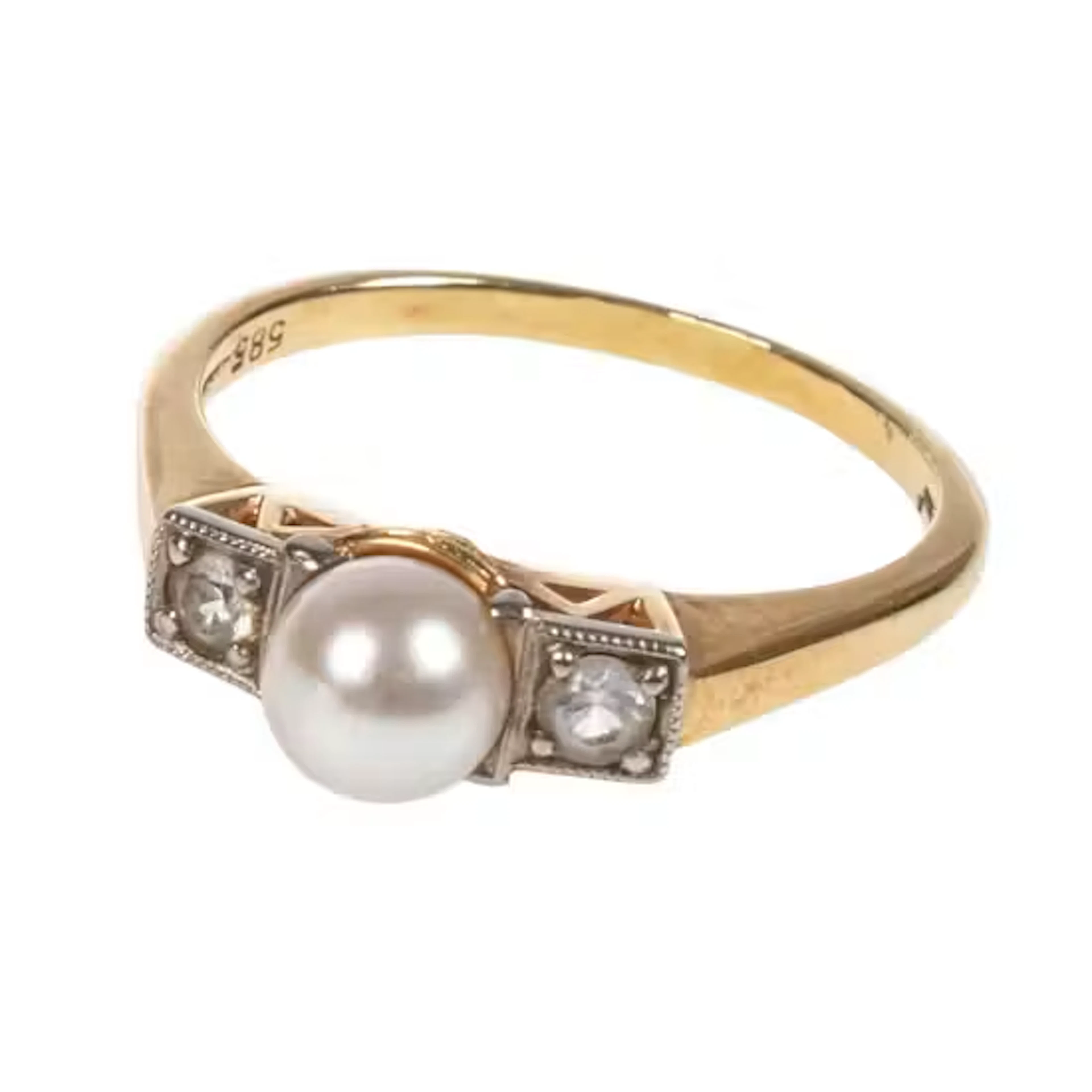 RING med perle og stener