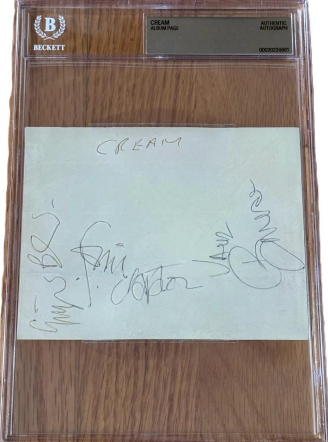 Cream Group w/ Eric Clapton Signed 4.5" x 5.5" Album Page (3 Sigs)