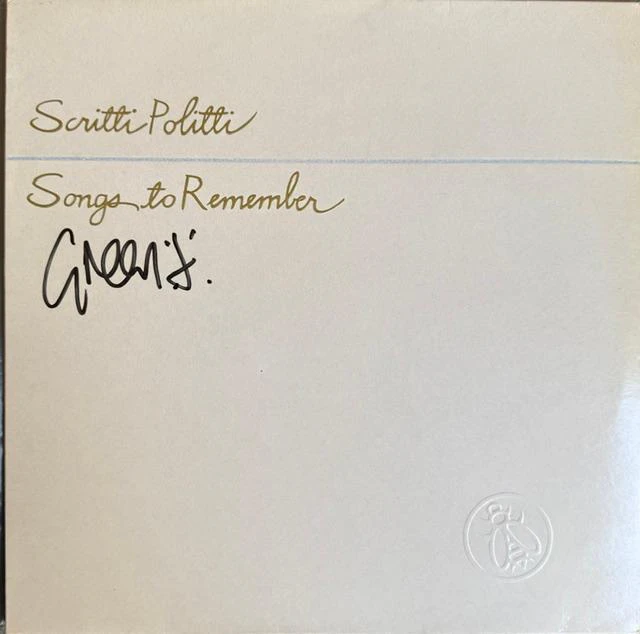 Scritti Politti: Green Gartside Signed "Songs to Remember" Album Sleeve