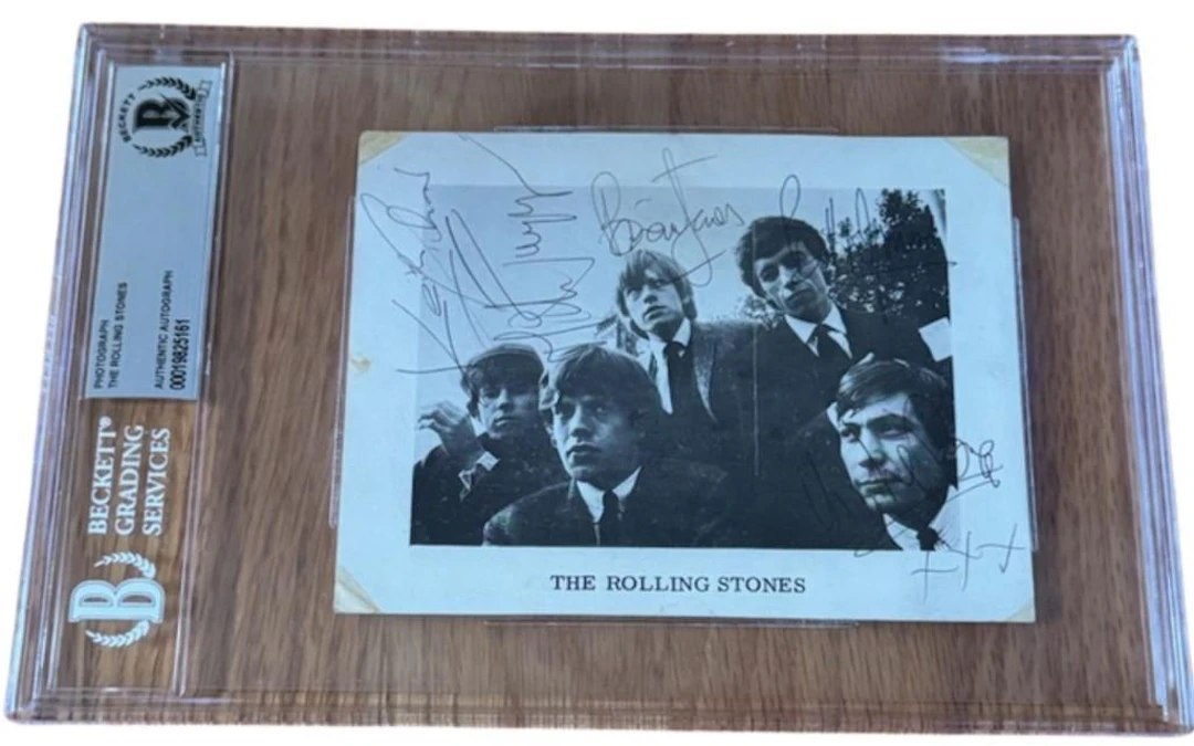 The Rolling Stones Original Lineup Group Signed Decca Photo Card (5
