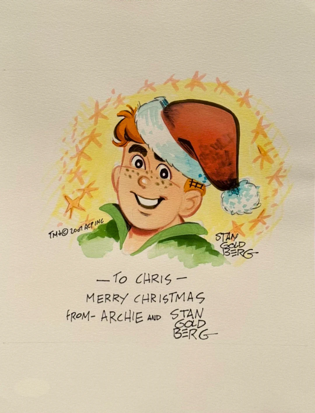 Archie Comics: Stan Goldberg Signed & Drawn "Archie" Character Drawing