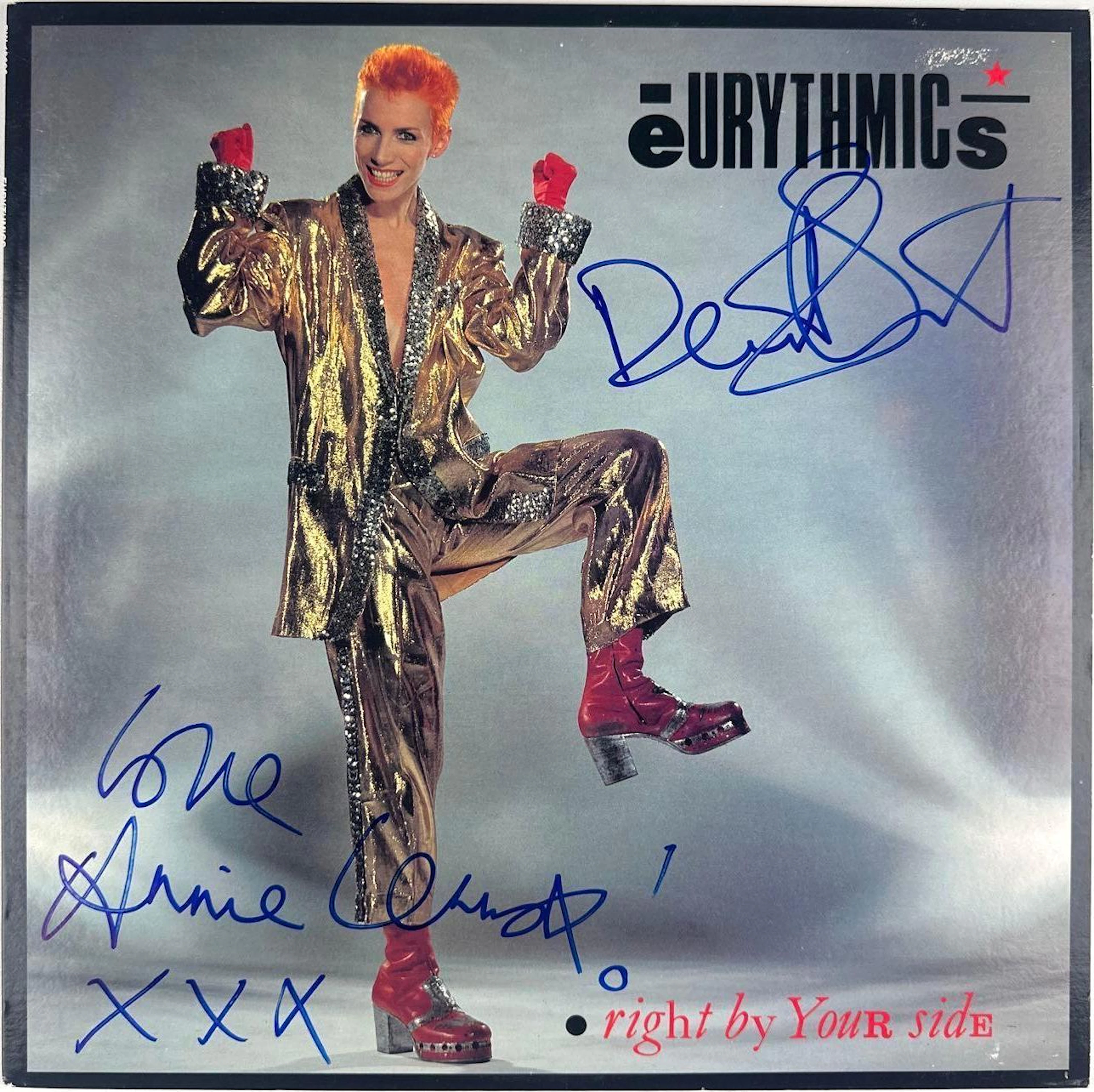 Eurythmics Fully Group Signed "Right by Your Side" 12" Single (2 Sigs) (JSA)