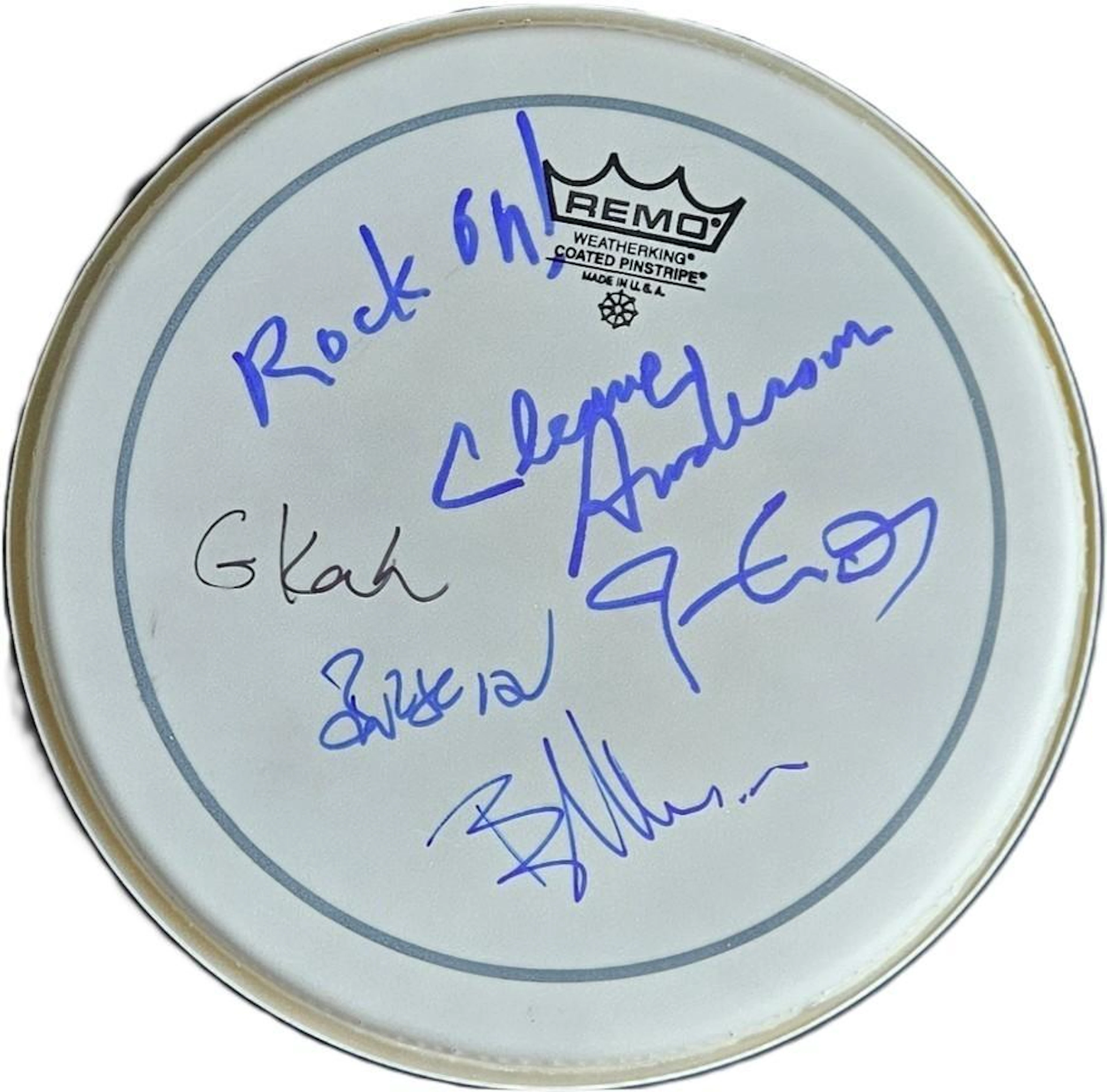 Blue Rodeo Fully Group Signed 10" Remo Brand Drumhead (5 Sigs) (Third