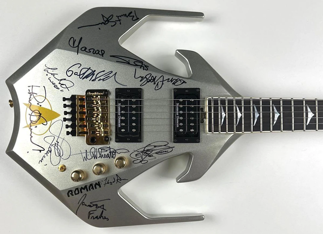 Star Trek Multi-Cast Signed Roman Triax Klingon-Ship Inspired Guitar