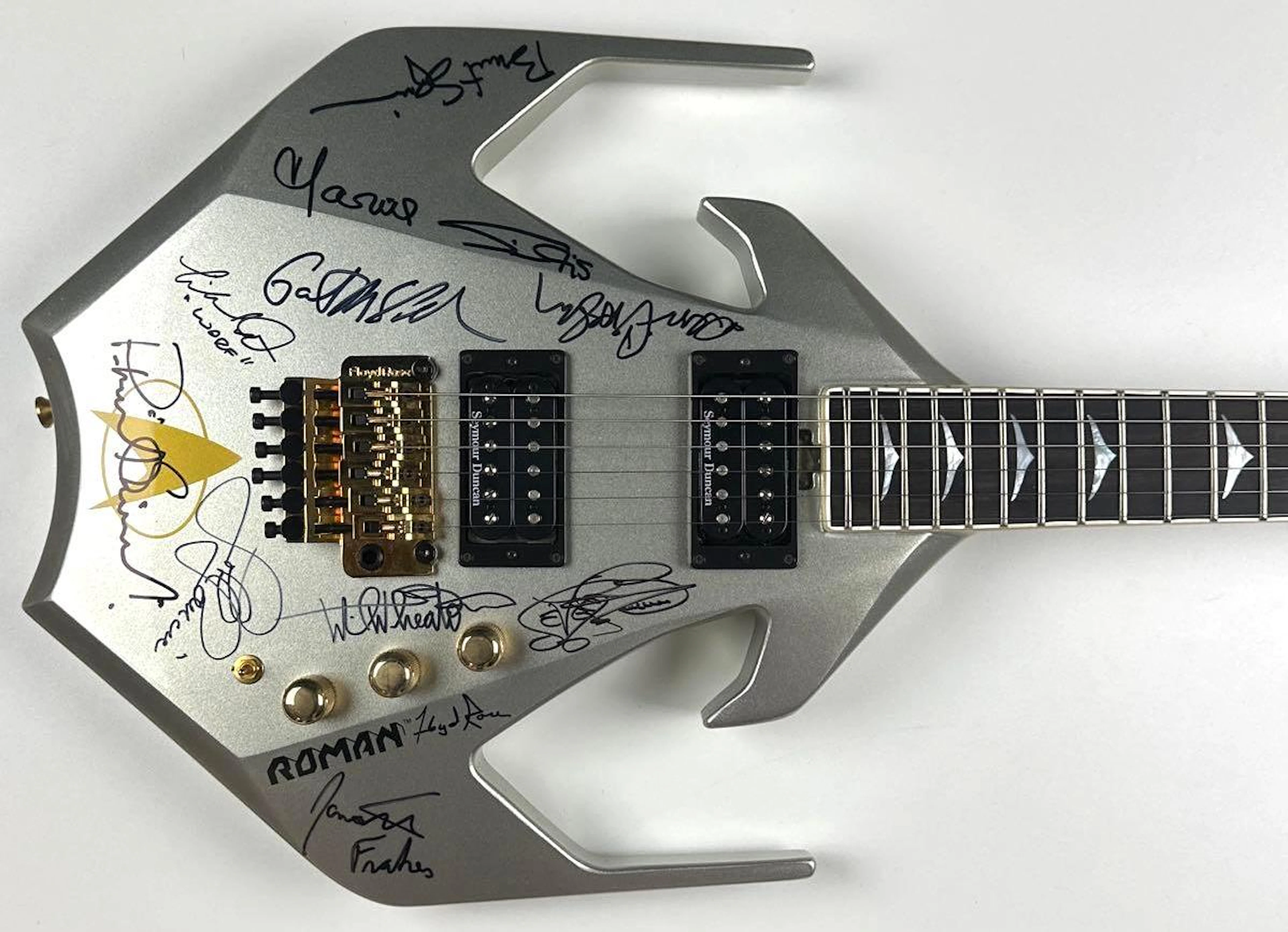 Star Trek Multi-Cast Signed Roman Triax Klingon-Ship Inspired Guitar