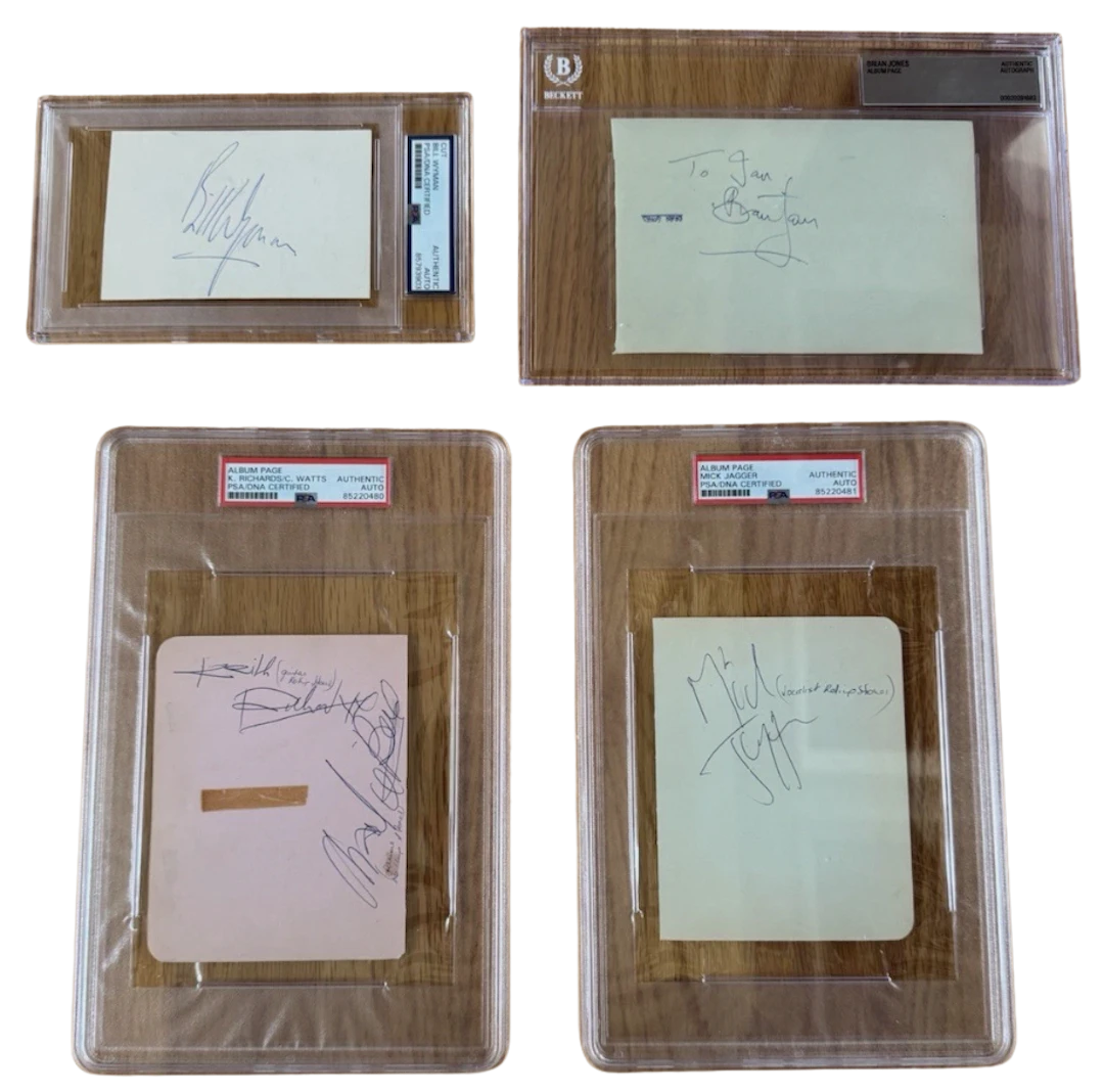 The Rolling Stones Full Lineup Complete Set of (4) Signed Cuts (5