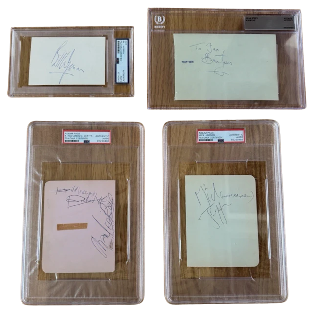 The Rolling Stones Full Lineup Complete Set of (4) Signed Cuts (5