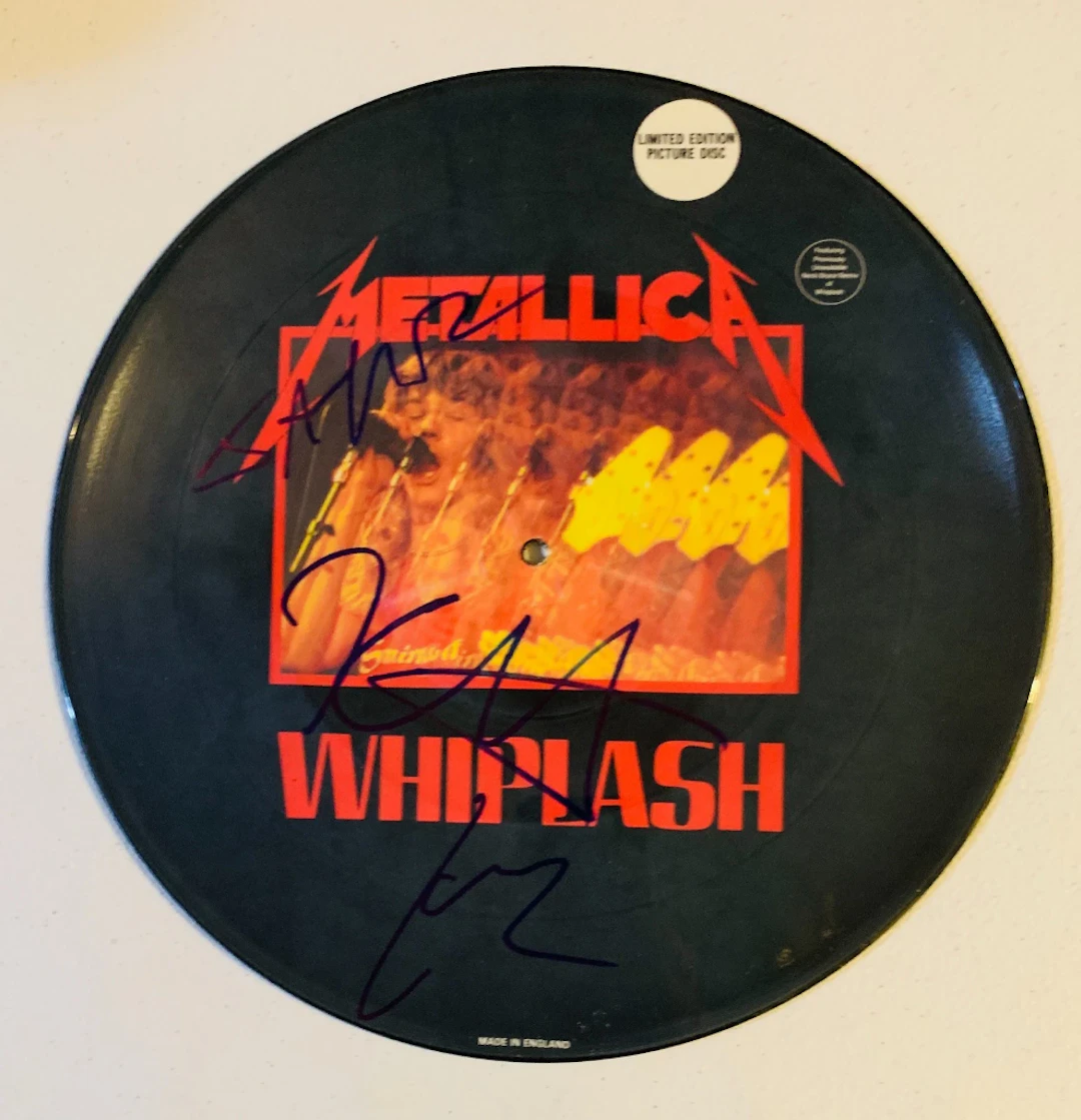Metallica Group Signed "Whiplash" Picture Disc (3 Sigs) (Beckett