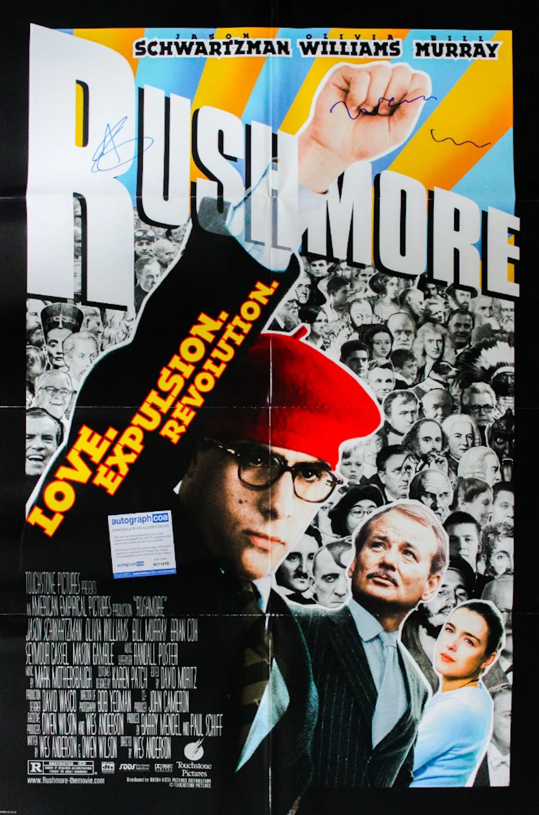 Rushmore: Jason Schwartzman & Wes Anderson Signed 36" x 24" One-Sheet