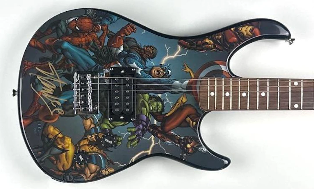 Marvel: Stan Lee Signed Avengers Custom Graphics Rockmaster Guitar