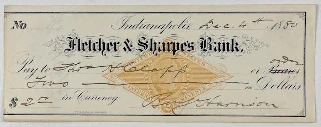 Benjamin Harrison Signed 1880 Check (Third Party Guaranteed)