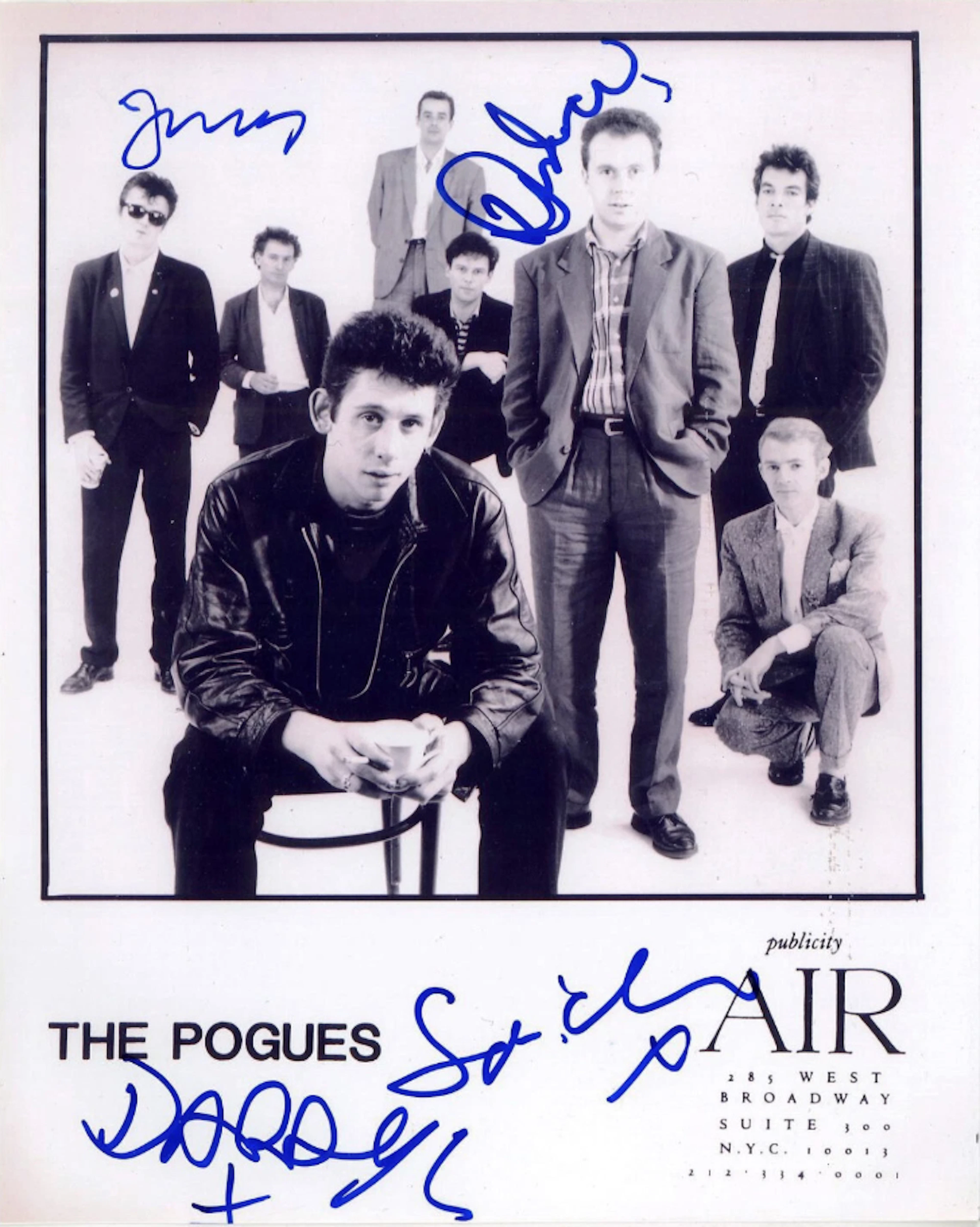 The Pogues Group Signed 10" x 8" Promo Photo (4 Sigs) (ACOA)