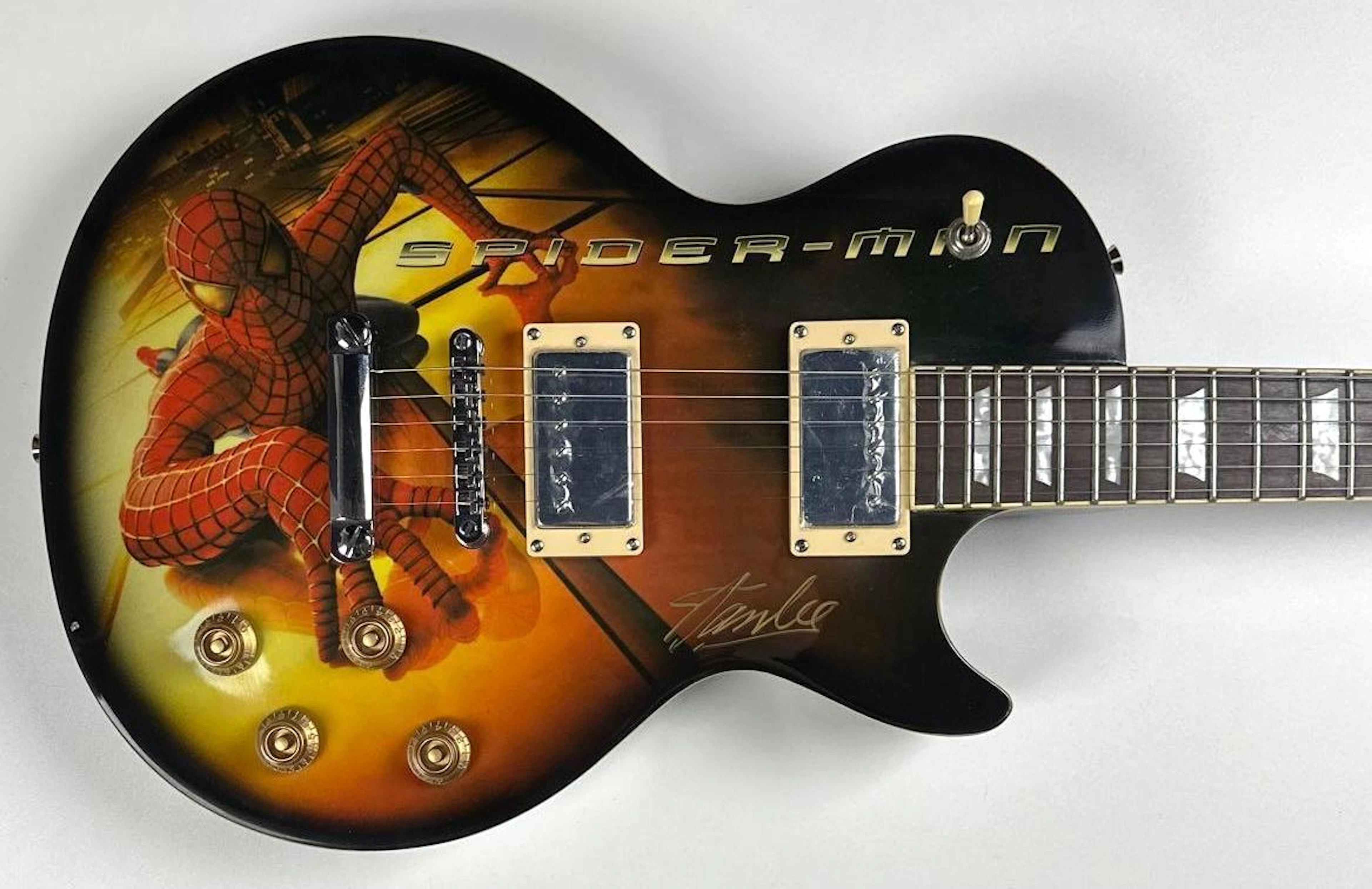 Marvel: Stan Lee Signed Spider-Man Custom Graphics Les Paul-Style
