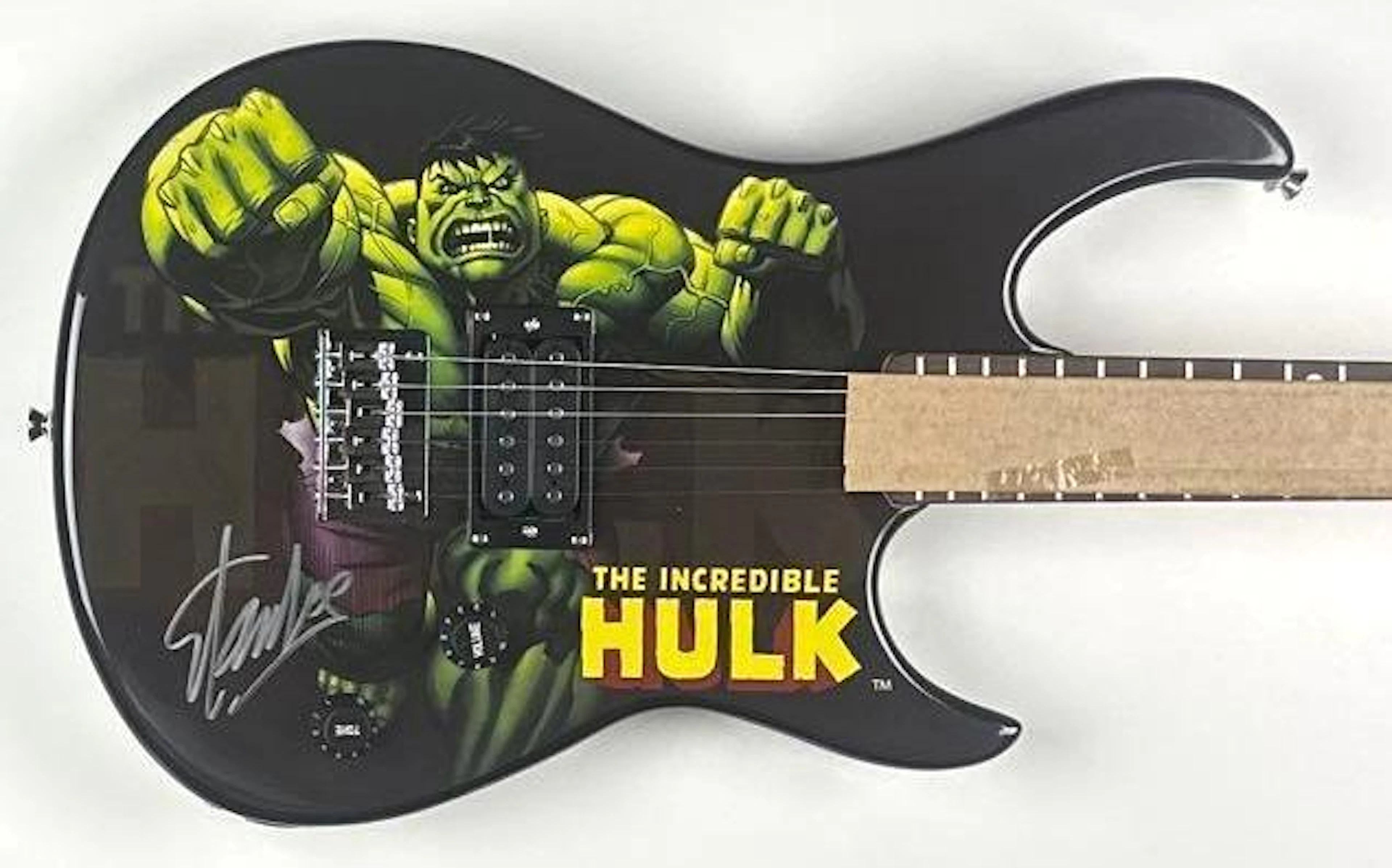 Marvel Avengers: Stan Lee Signed Hulk Custom Graphics Peavey Rockmaster Guitar