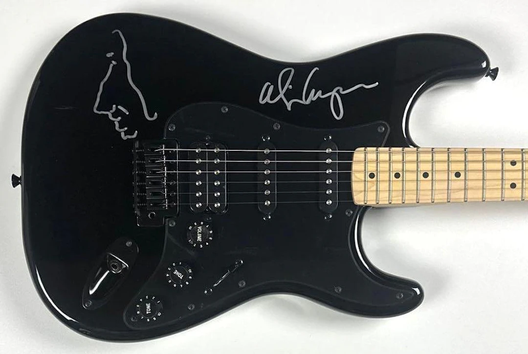 Alice Cooper Signed w/ Sketch Fender Squier Stratocaster Guitar (Third