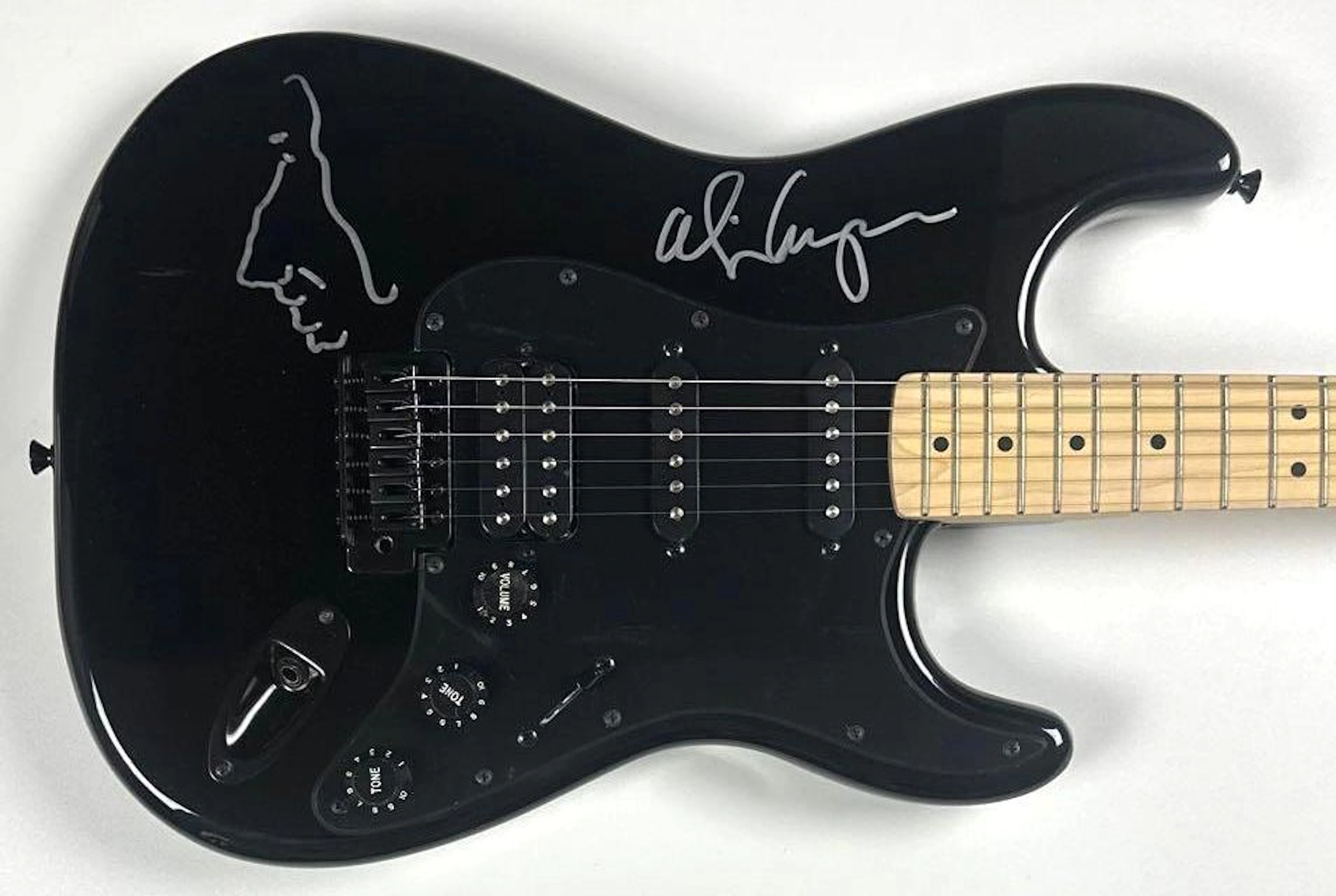 Alice Cooper Signed w/ Sketch Fender Squier Stratocaster Guitar (Third